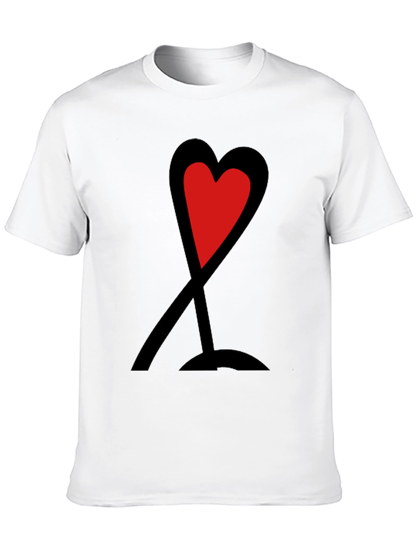 Red Heart Graphic Print Black T-Shirt