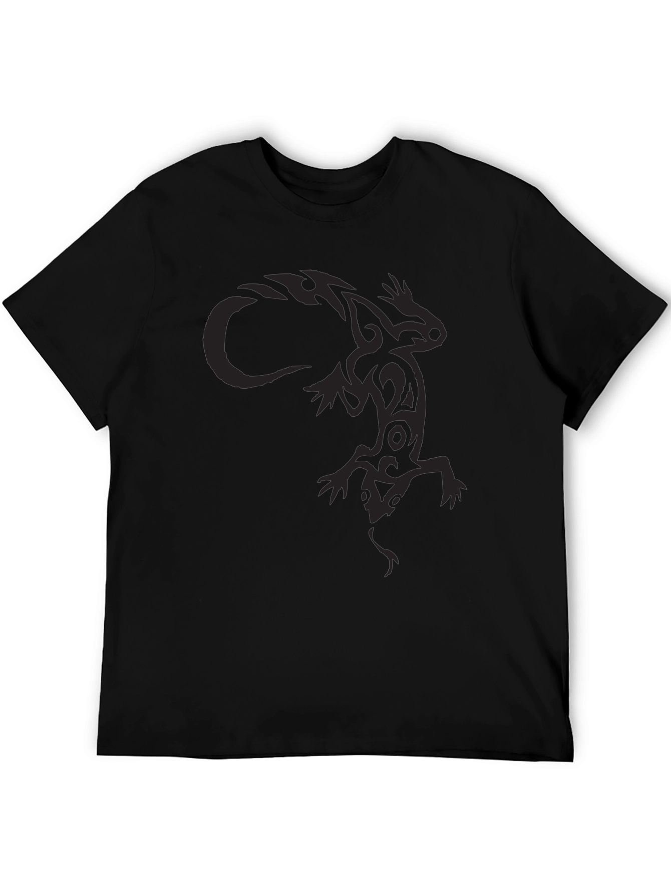 Tribal Lizard Graphic Black T-Shirt