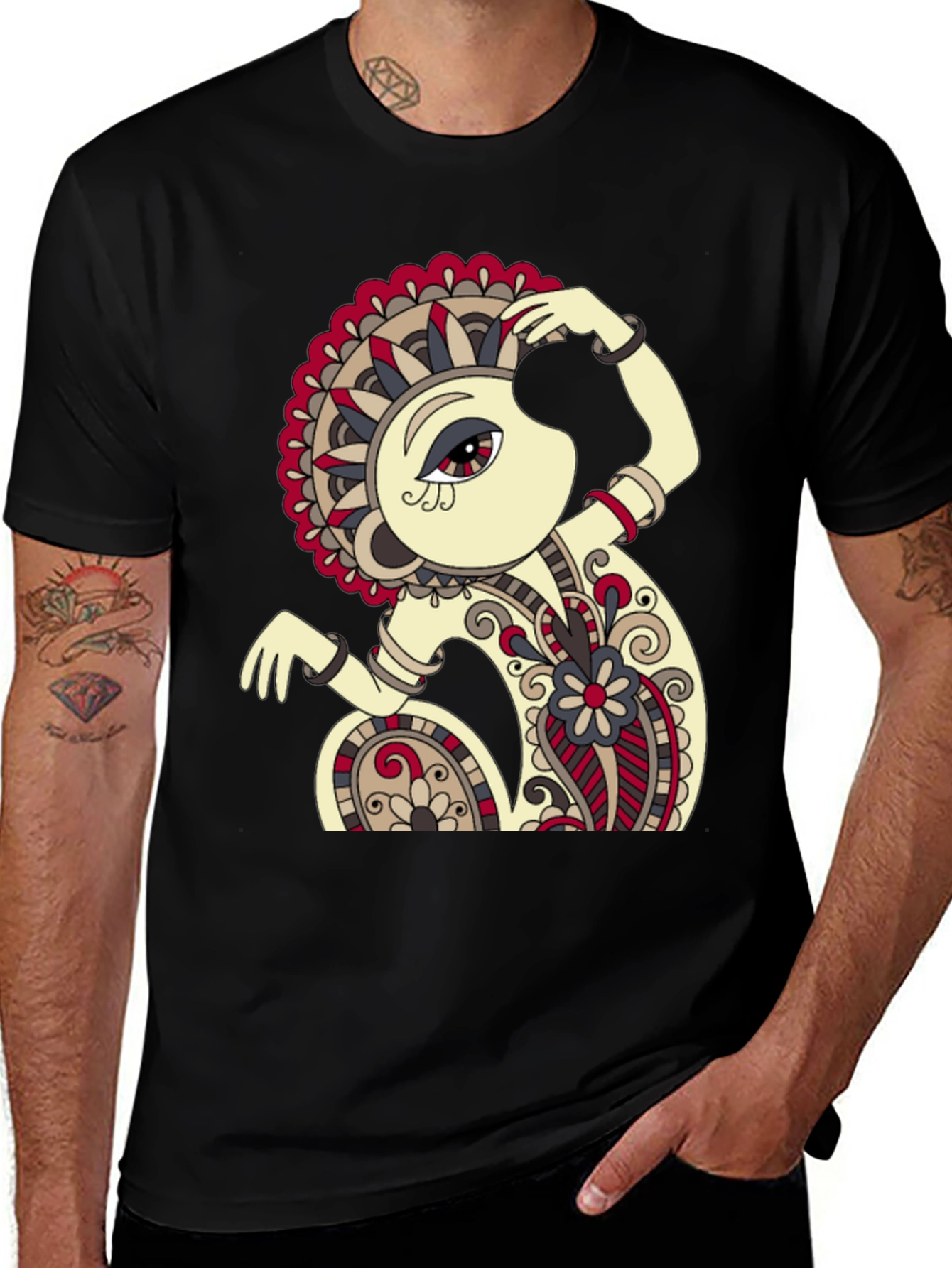 Abstract Monkey Art Black T-Shirt