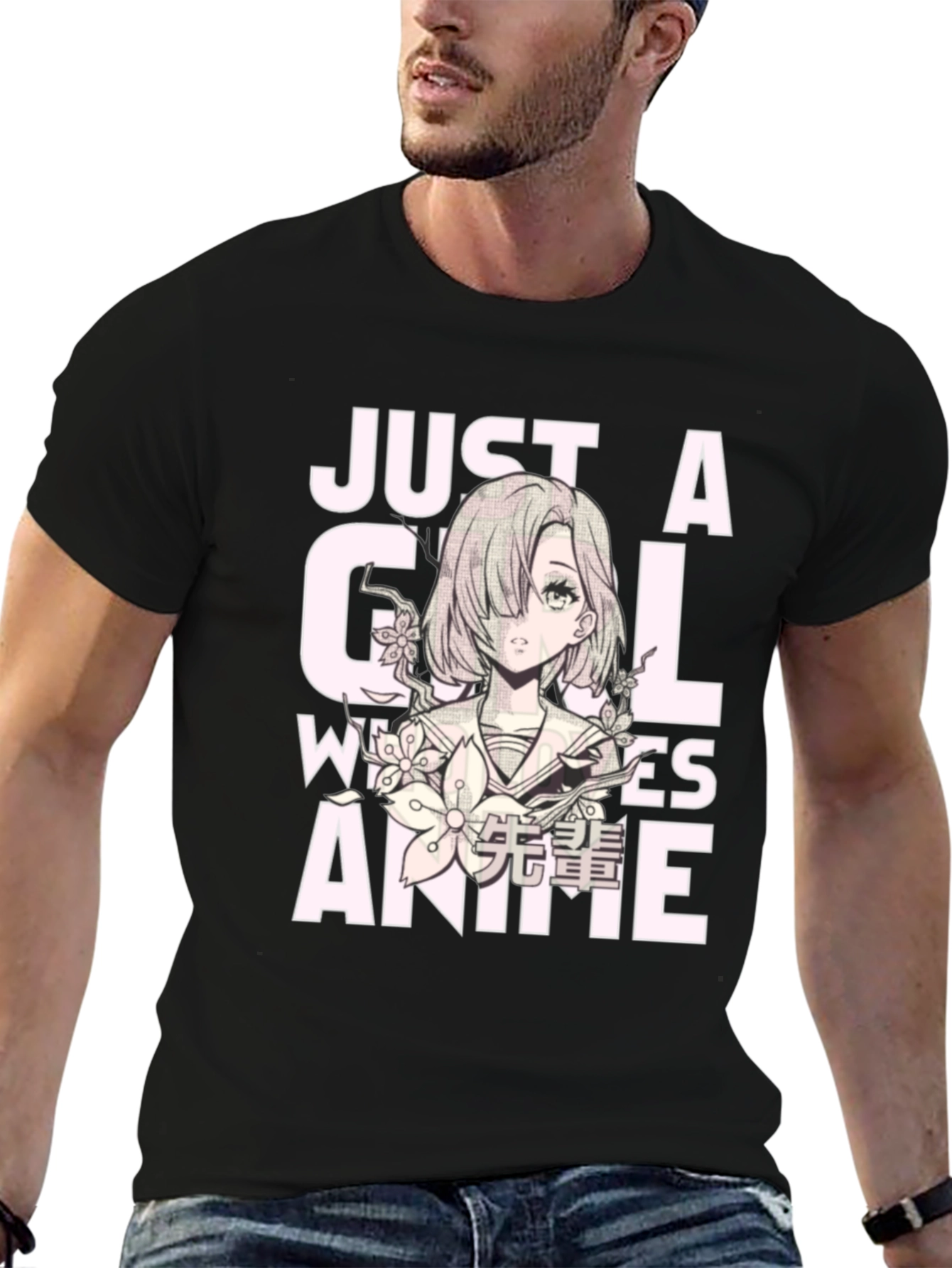 Just A Girl Who Loves Anime Black T-Shirt