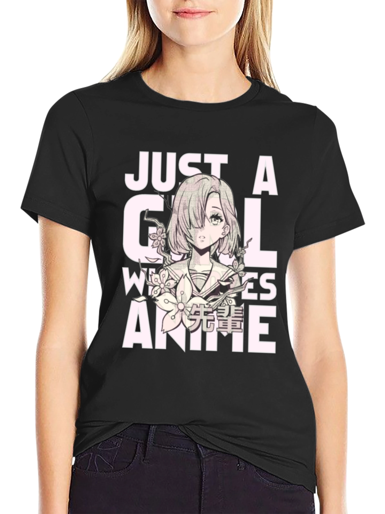 Just A Girl Who Loves Anime Black T-Shirt