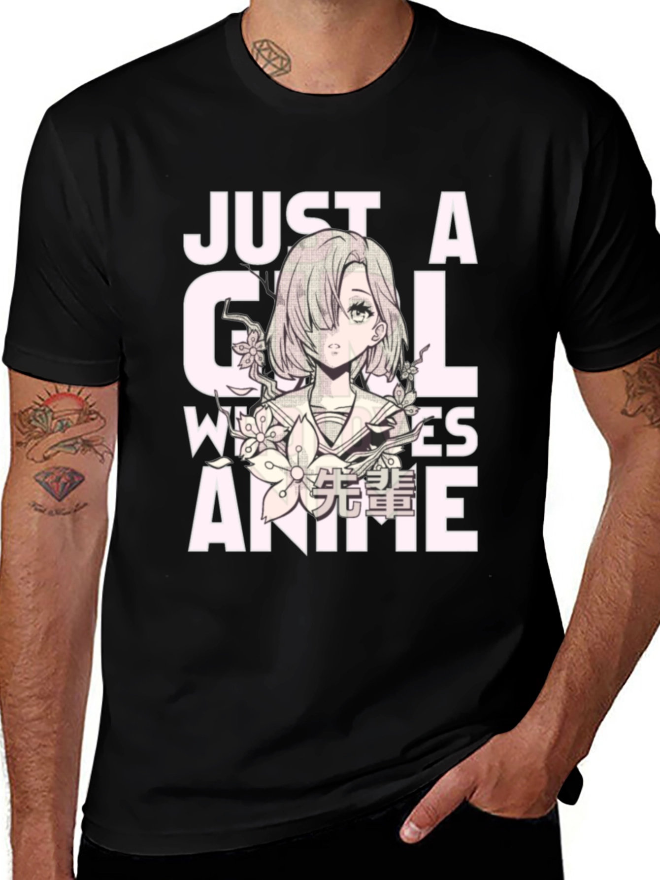 Just A Girl Who Loves Anime Black T-Shirt