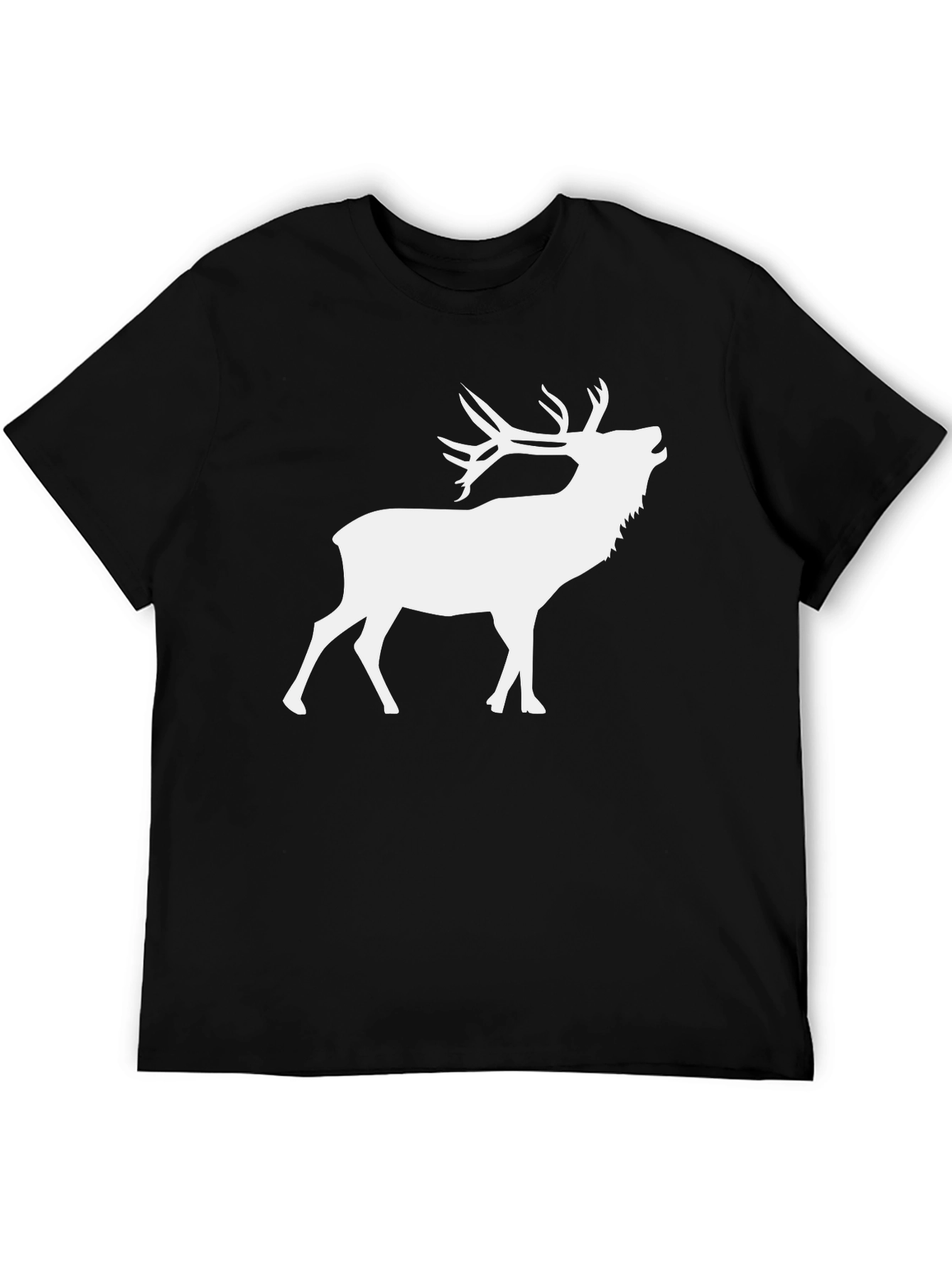 Deer Silhouette Graphic Tee - Classic Crew Neck T-Shirt