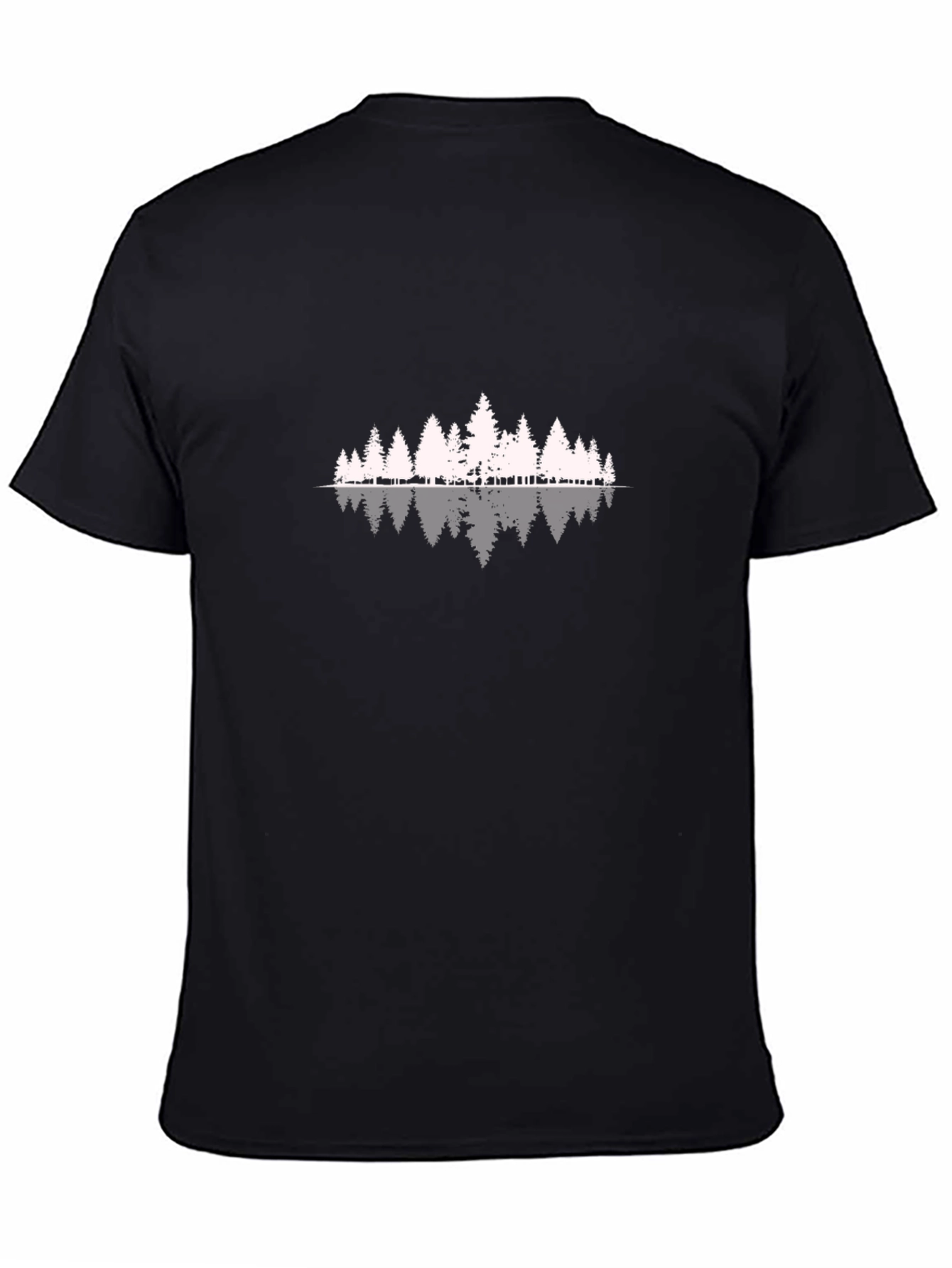 Black T-Shirt with Forest Reflection Graphic
