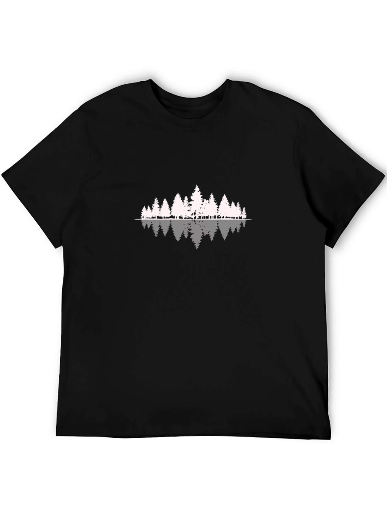 Black T-Shirt with Forest Reflection Graphic