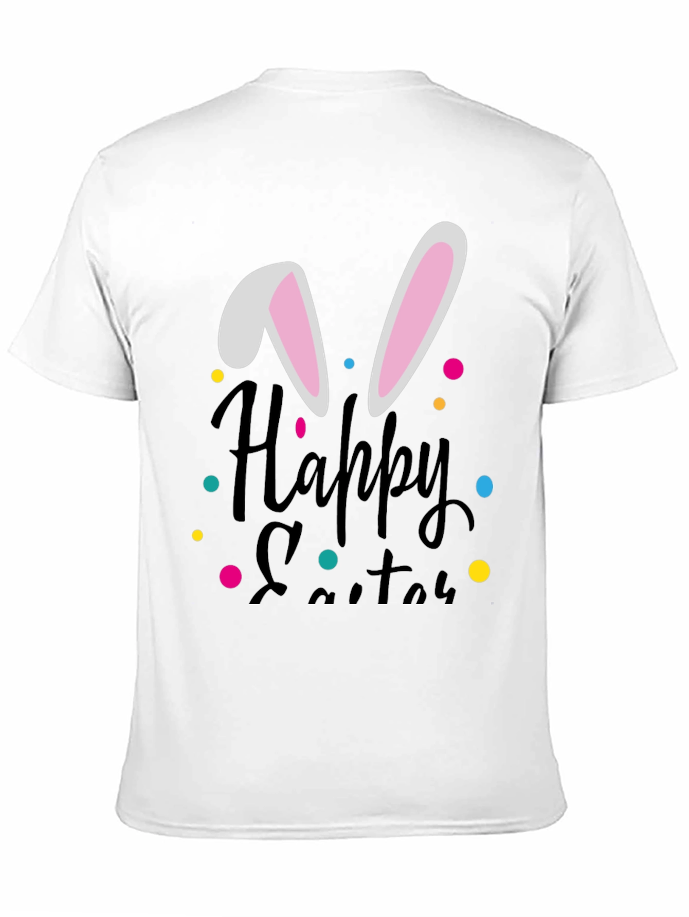 Happy Easter Bunny Ear T-Shirt - Black