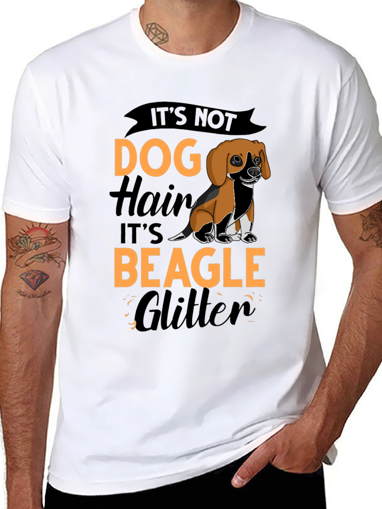 Its Not Dog Hair Its Beagle Glitter Black T-Shirt