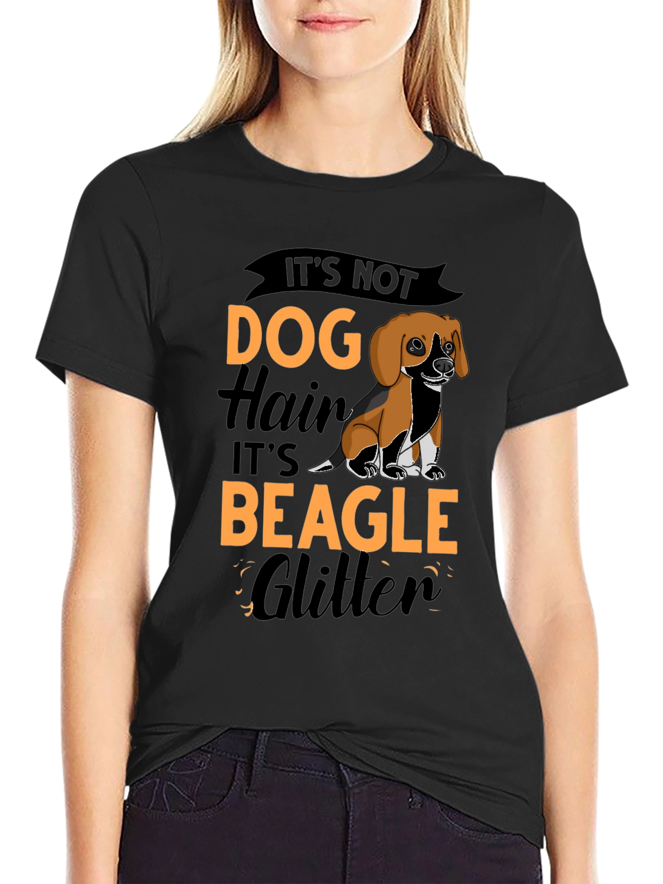 Its Not Dog Hair Its Beagle Glitter Black T-Shirt