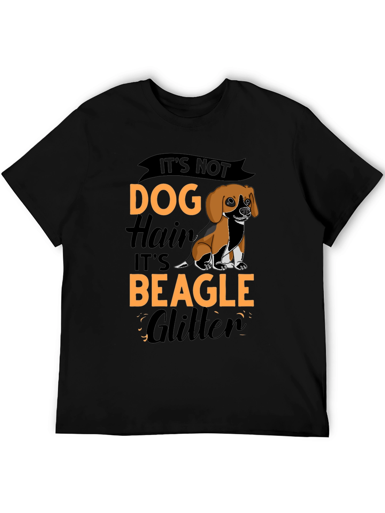 Its Not Dog Hair Its Beagle Glitter Black T-Shirt