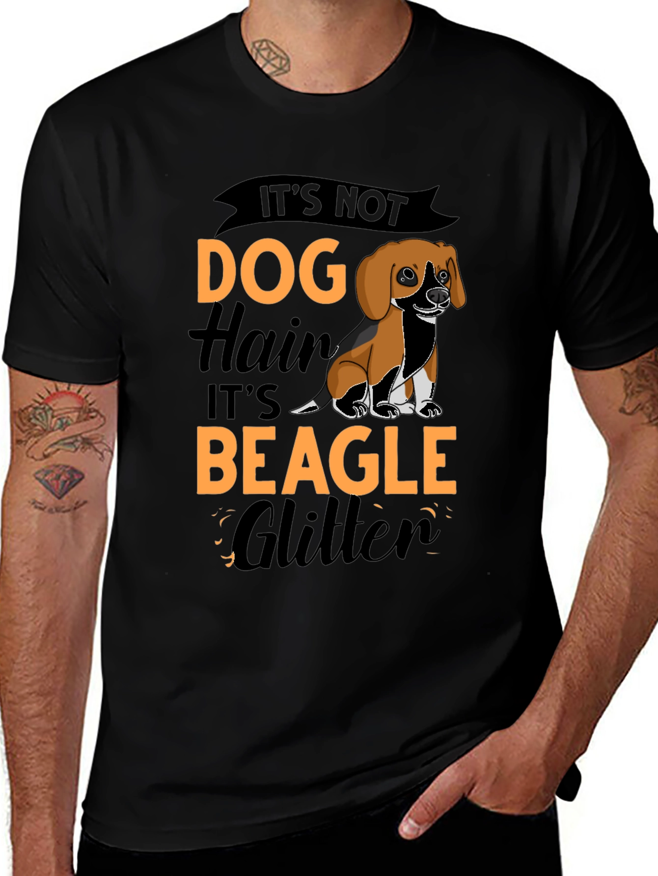 Its Not Dog Hair Its Beagle Glitter Black T-Shirt