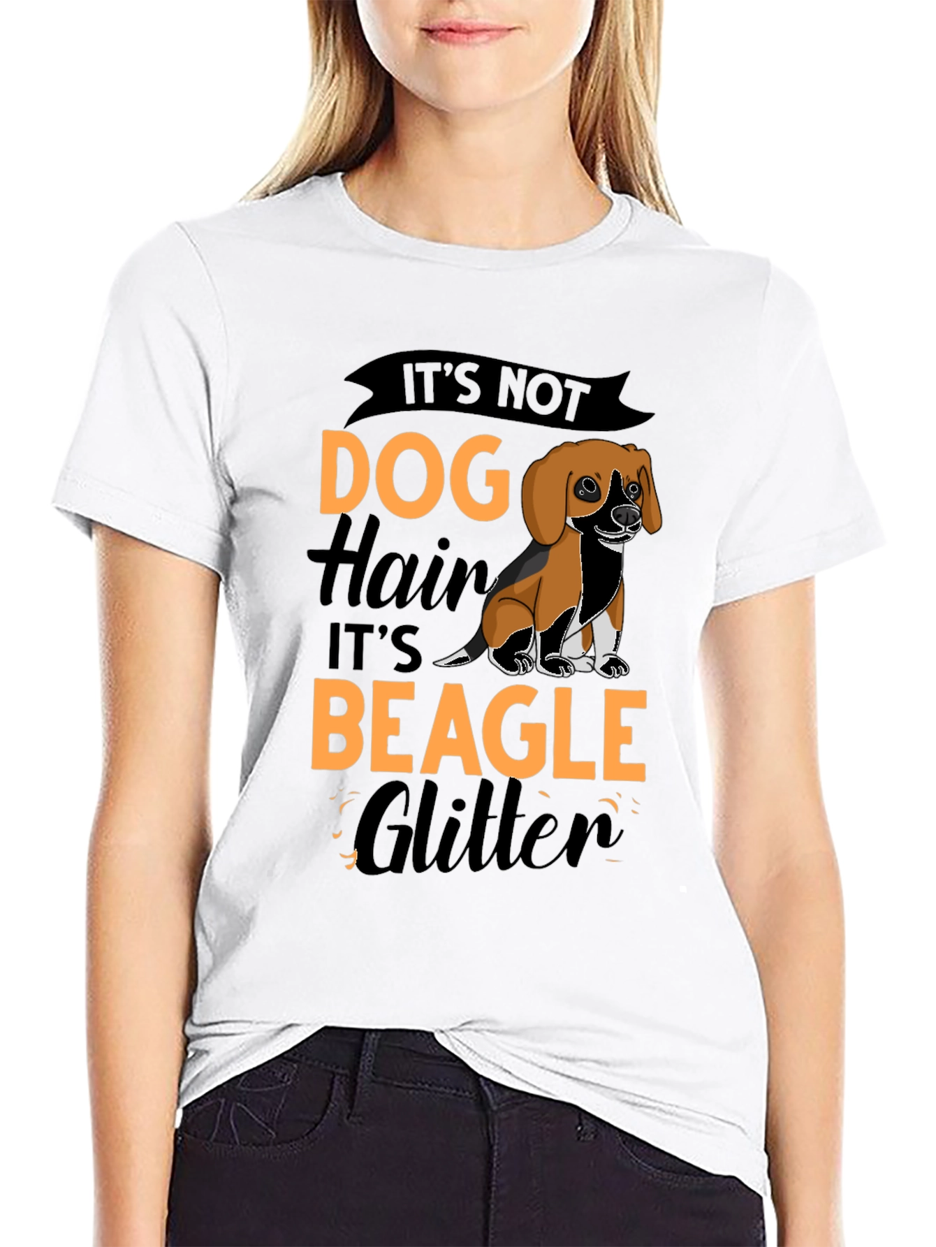 Its Not Dog Hair Its Beagle Glitter Black T-Shirt