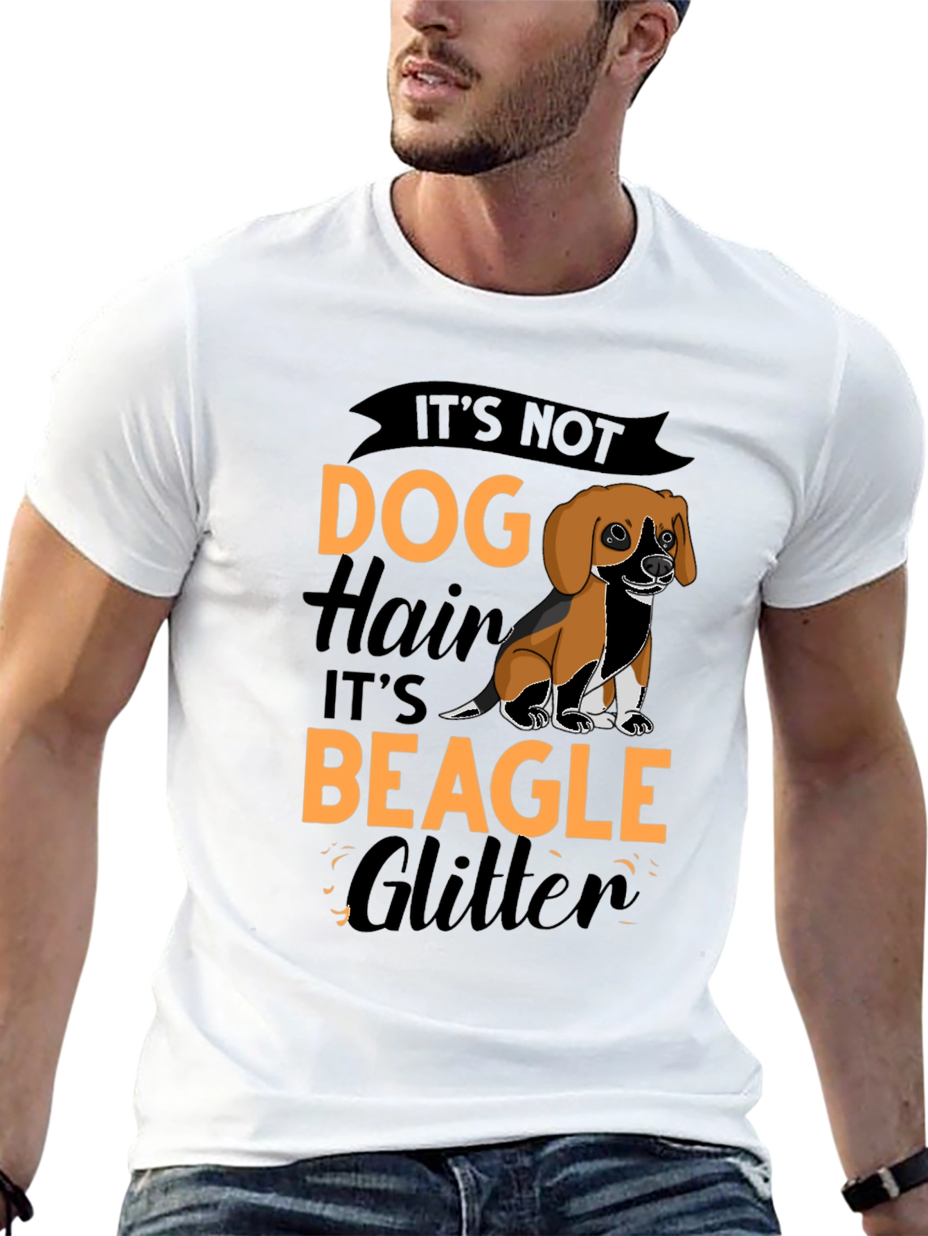 Its Not Dog Hair Its Beagle Glitter Black T-Shirt