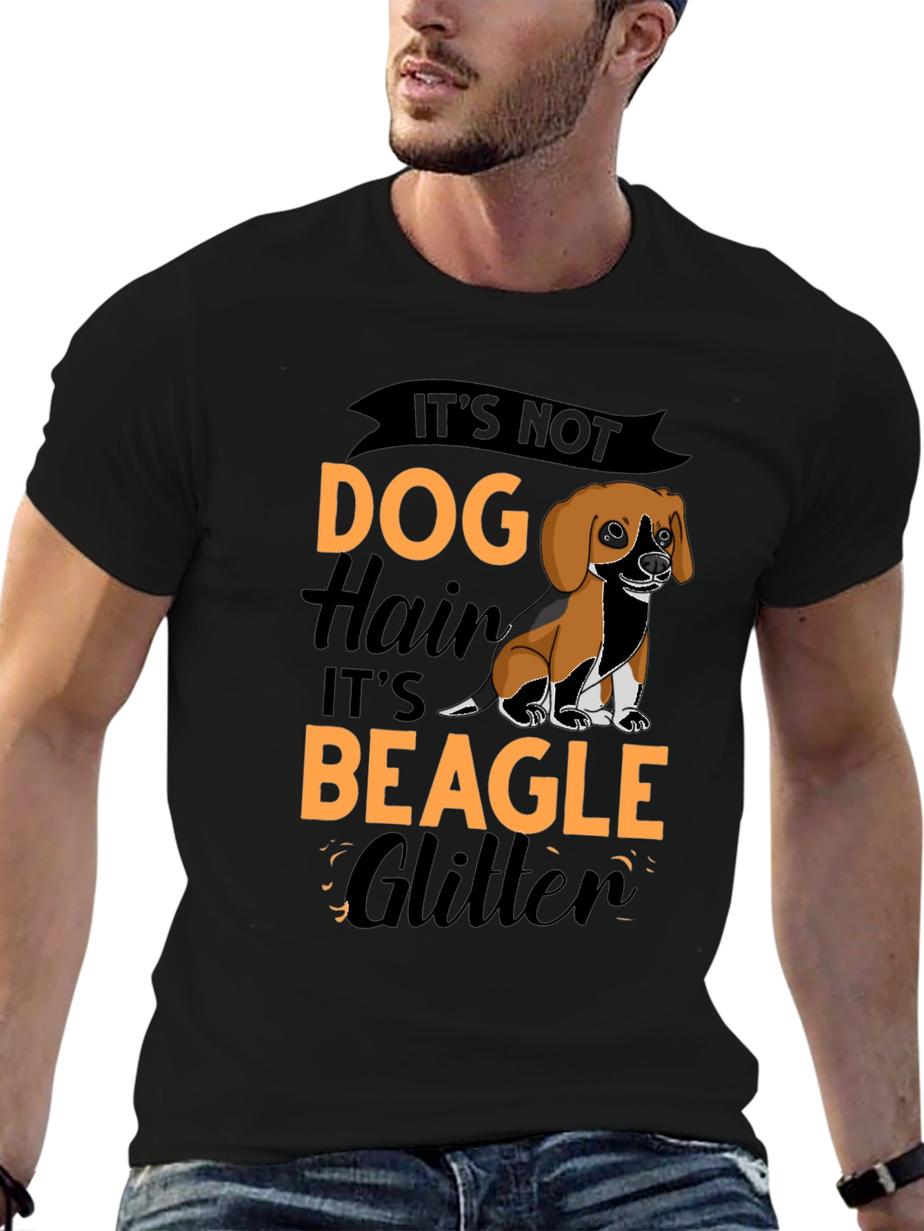 Its Not Dog Hair Its Beagle Glitter Black T-Shirt