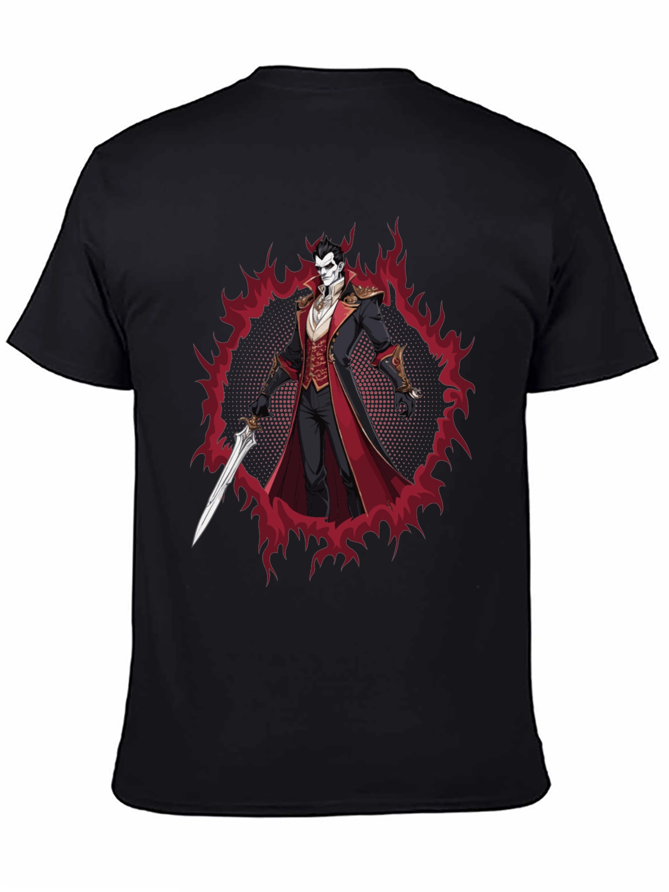 Vampire Lord Graphic Tee - Dark Fantasy Style