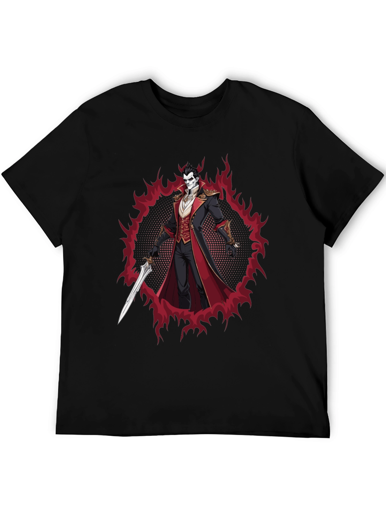 Vampire Lord Graphic Tee - Dark Fantasy Style