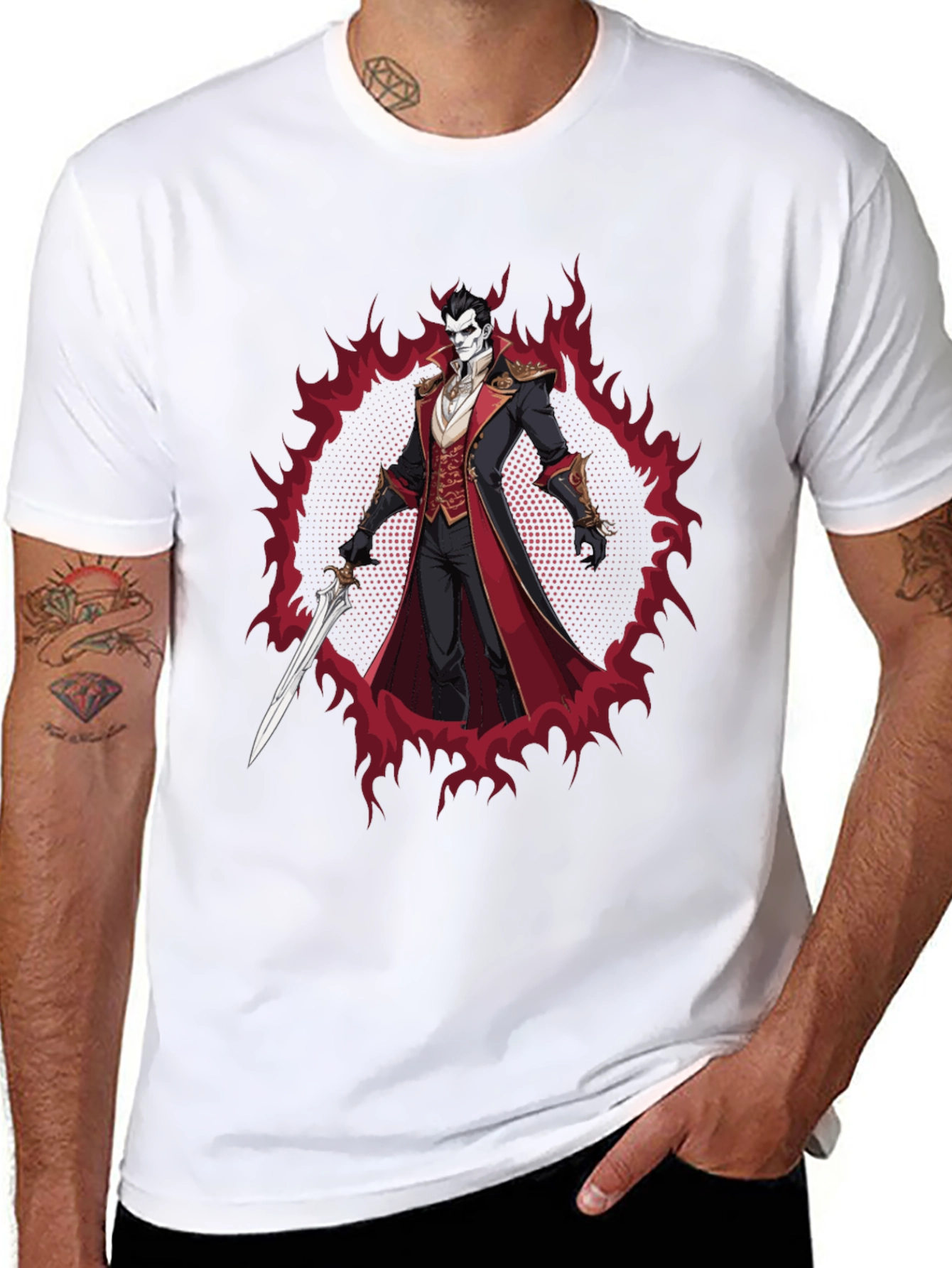 Vampire Lord Graphic Tee - Dark Fantasy Style