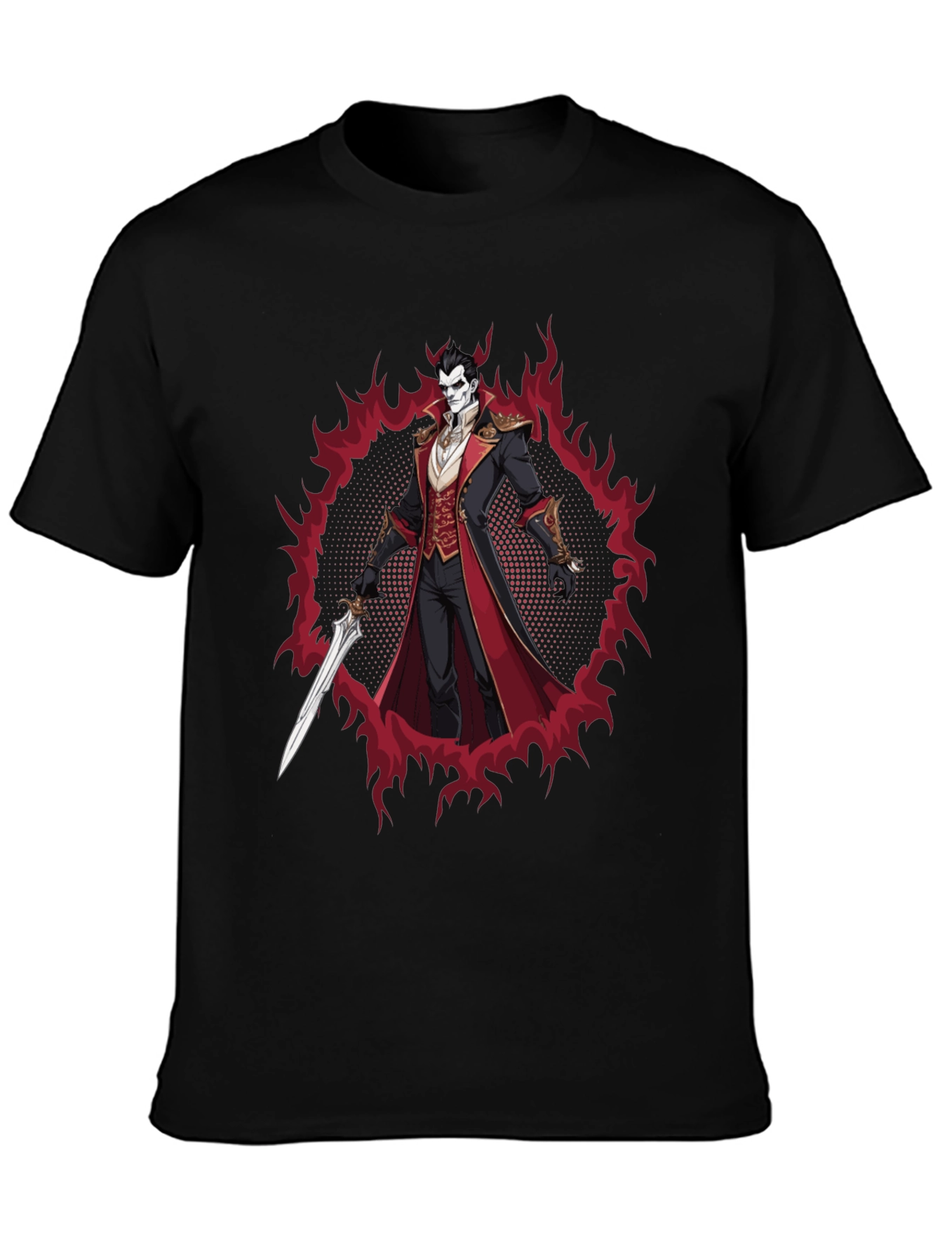 Vampire Lord Graphic Tee - Dark Fantasy Style