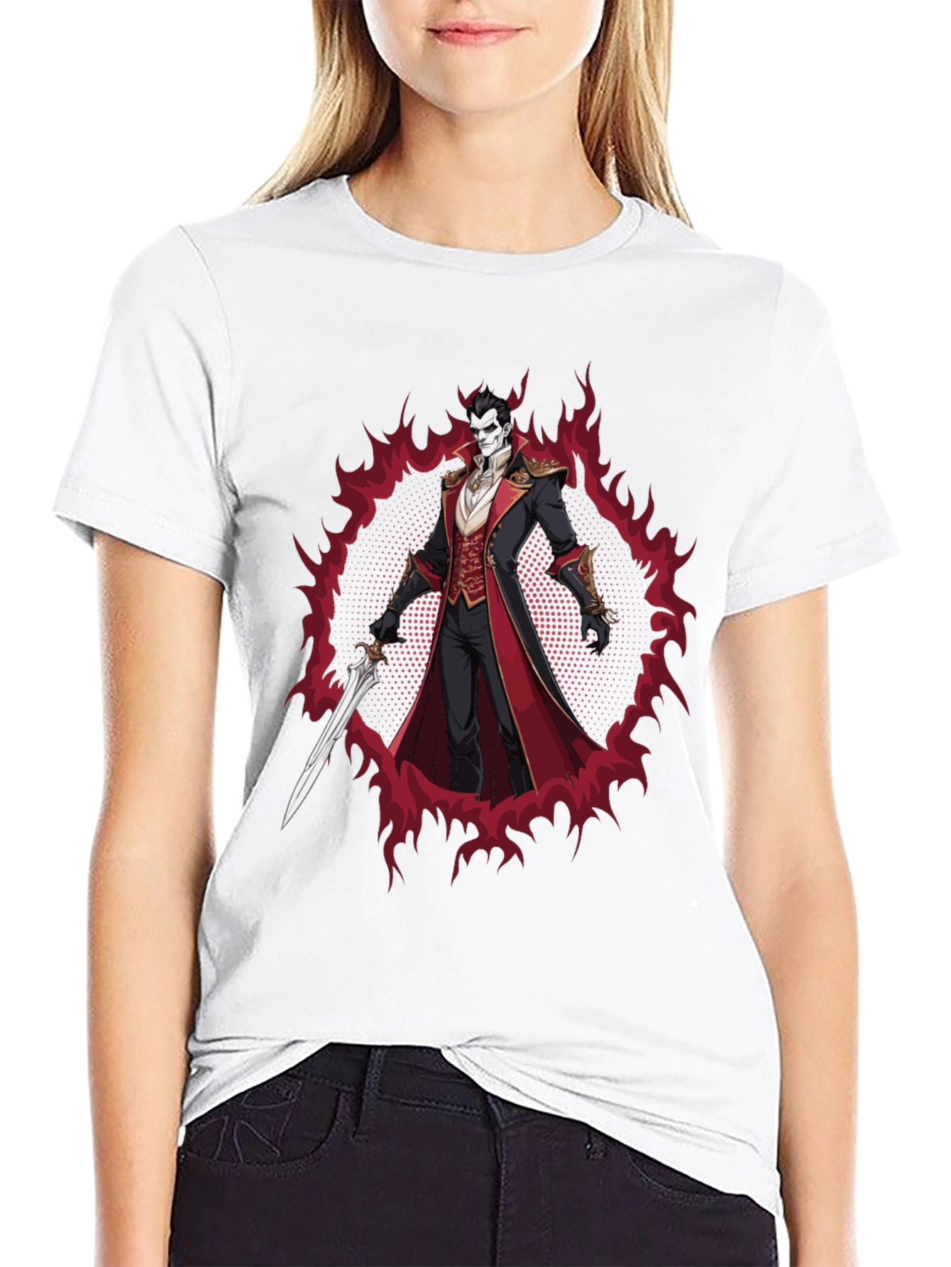 Vampire Lord Graphic Tee - Dark Fantasy Style