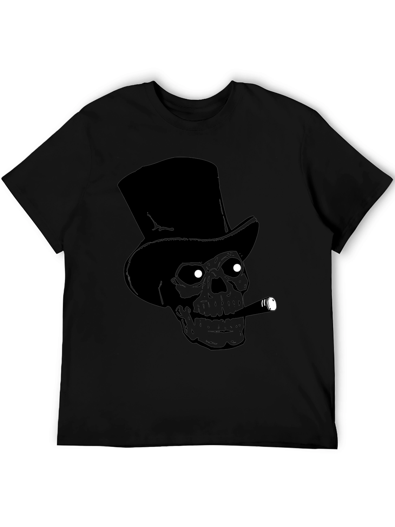 Top Hat Skull Cigar Black T-Shirt