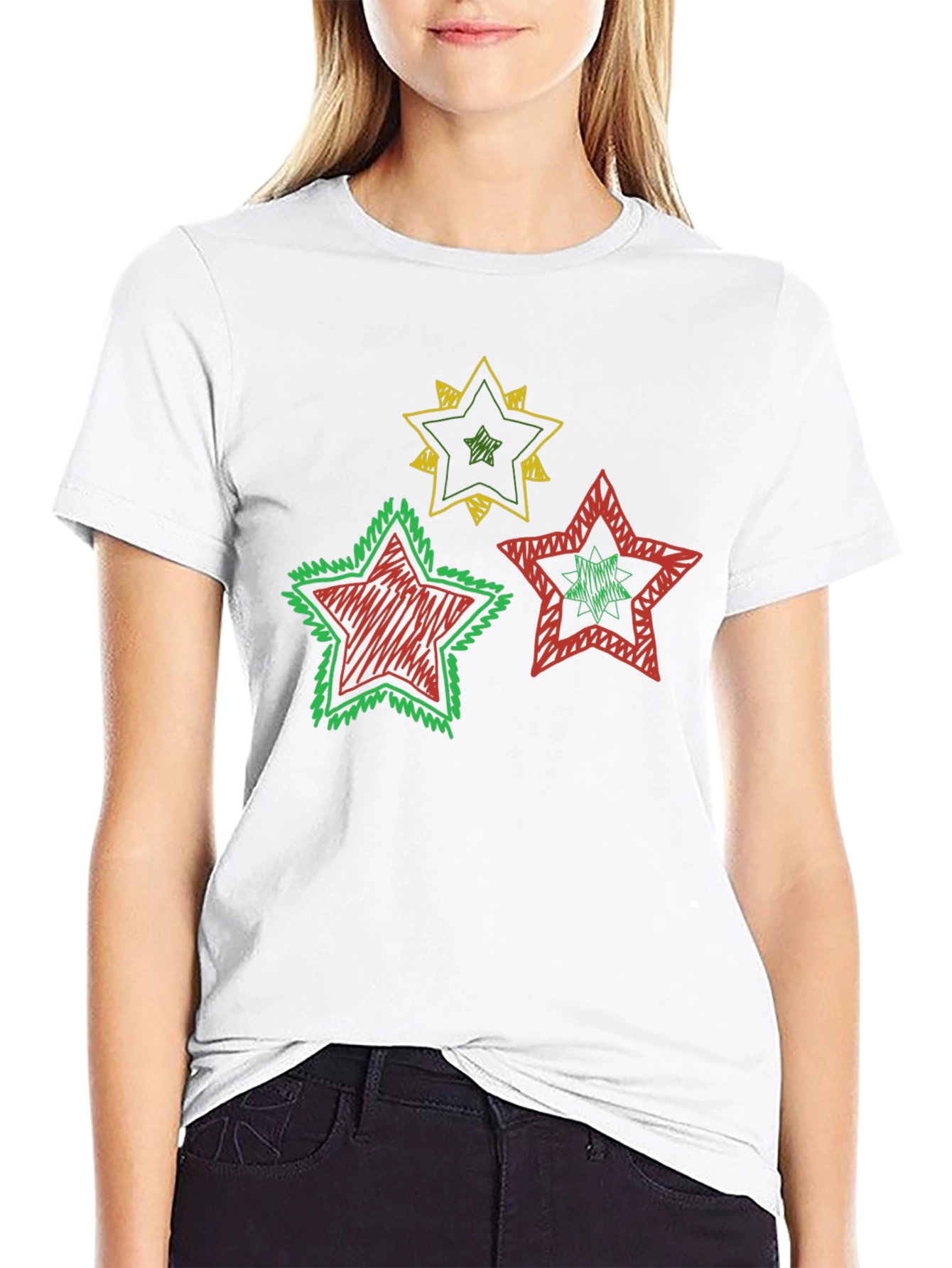 Rasta Stars Graphic Tee - Black Cotton Blend Shirt