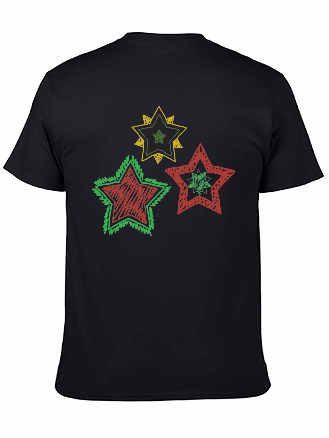 Rasta Stars Graphic Tee - Black Cotton Blend Shirt