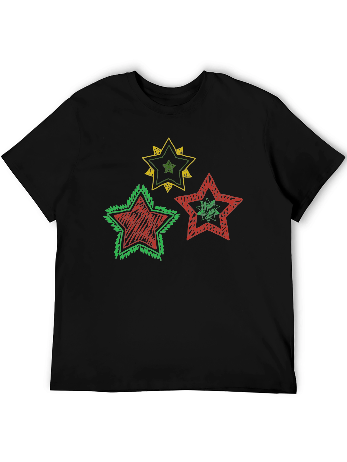 Rasta Stars Graphic Tee - Black Cotton Blend Shirt