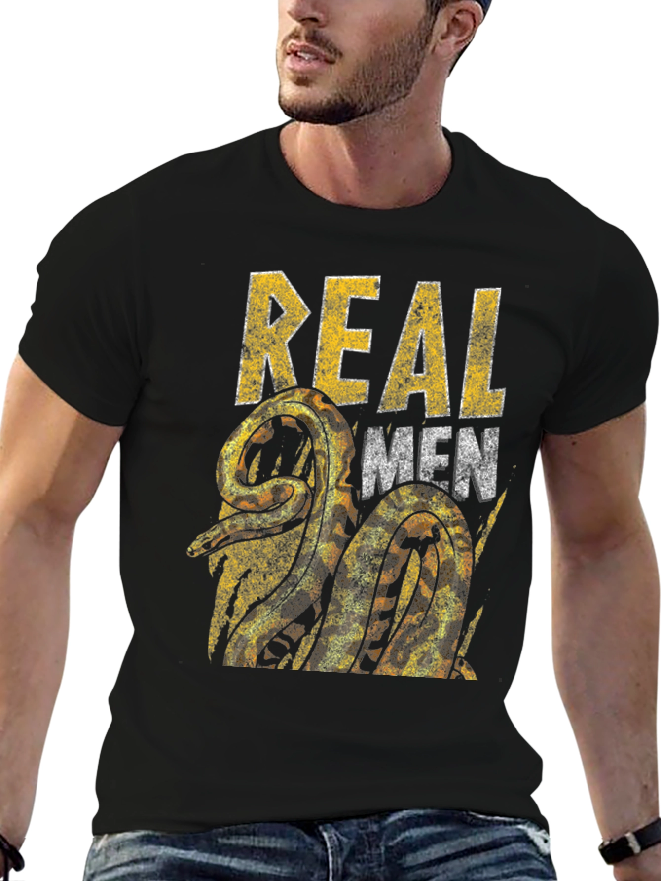 Real Men Snake Graphic T-Shirt