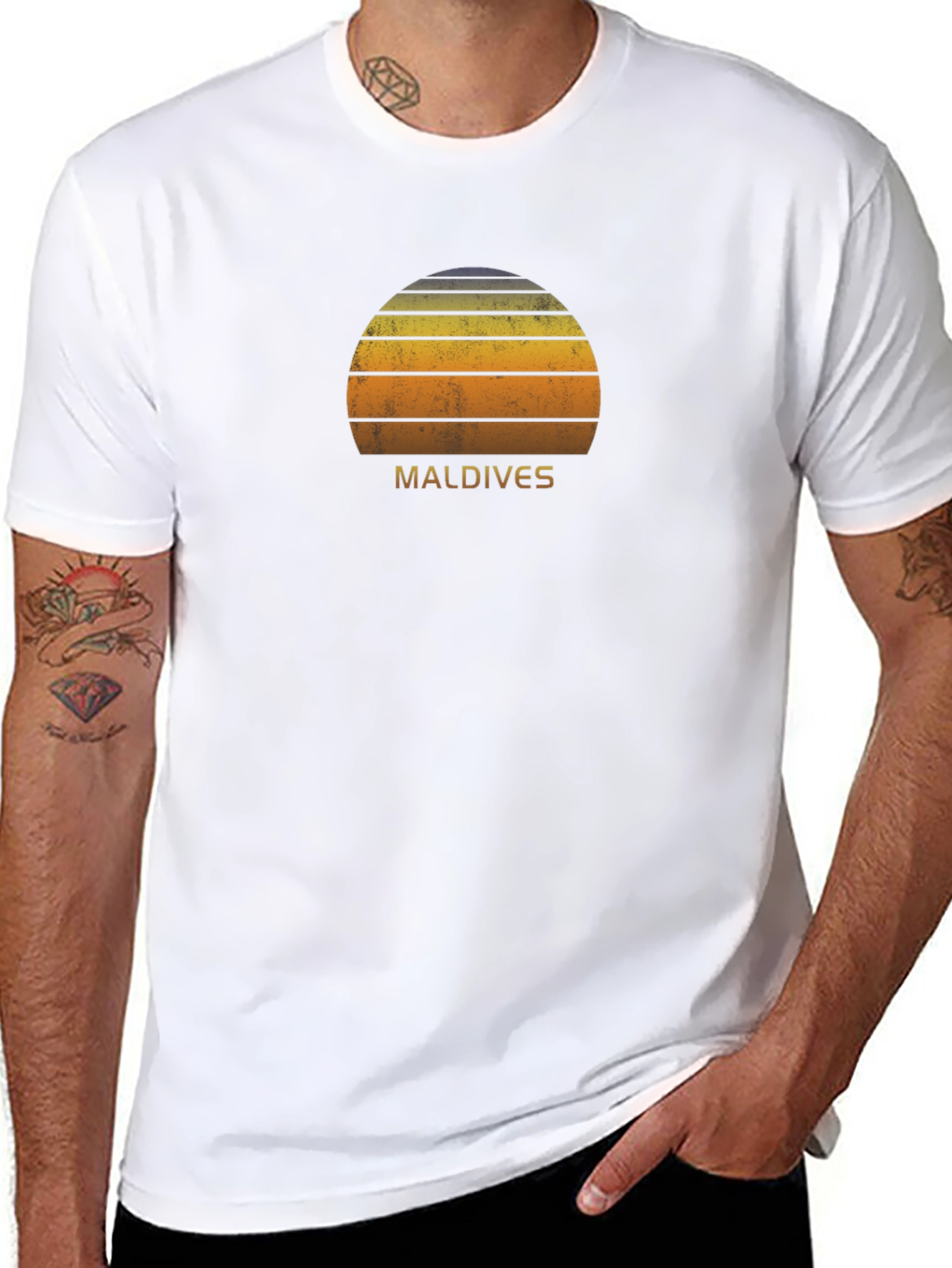 Maldives Sunset T-Shirt - Retro Style Tee