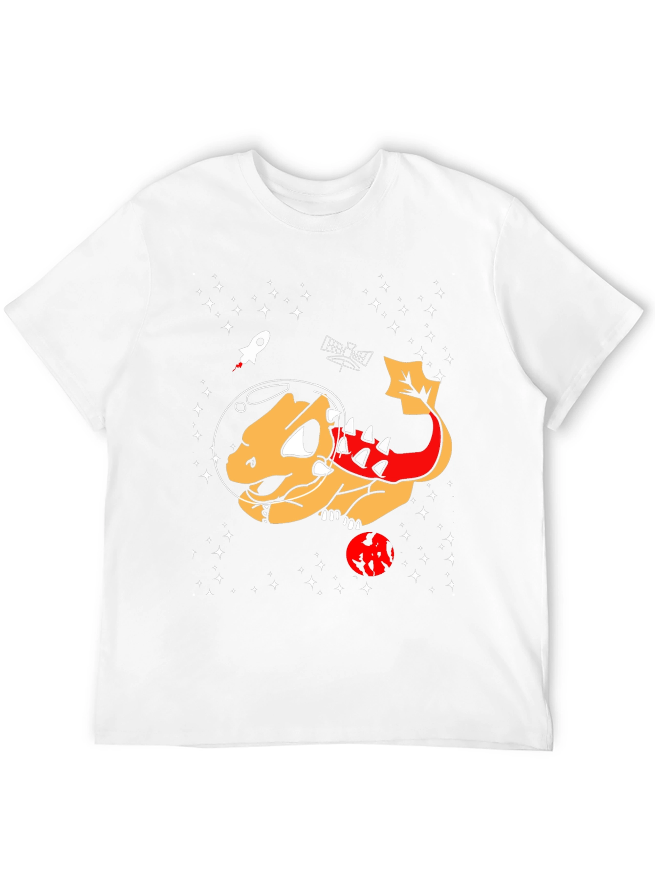 Space Dinosaur Graphic T-Shirt - Black Cotton Tee