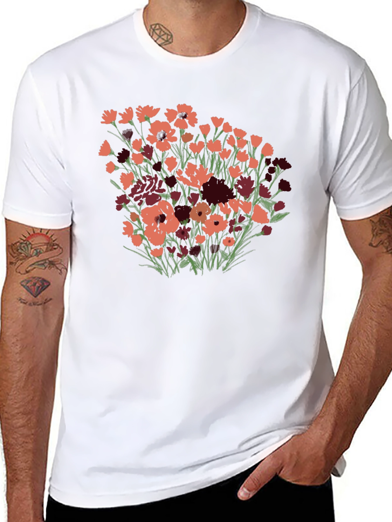 Floral Graphic Black T-Shirt