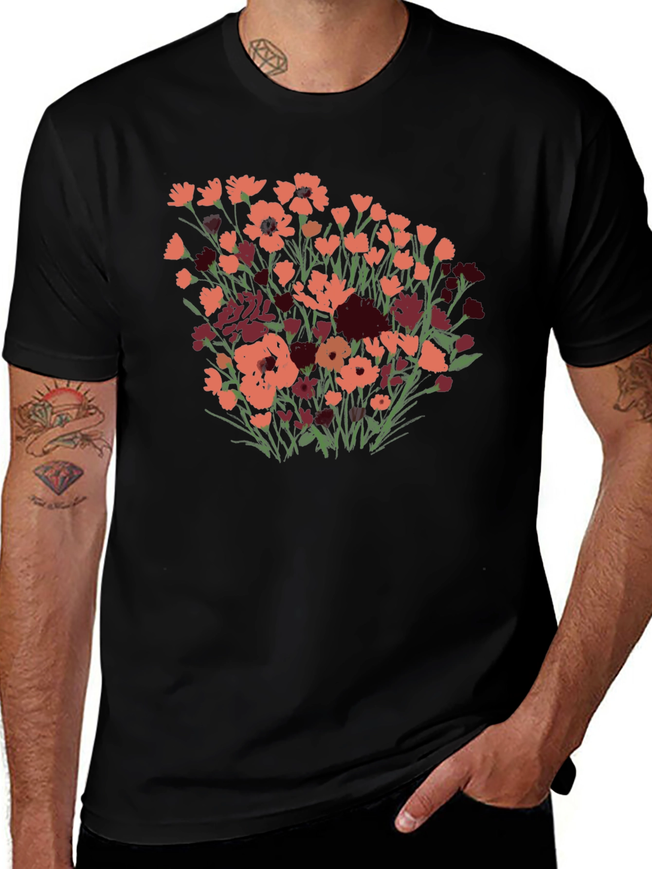 Floral Graphic Black T-Shirt