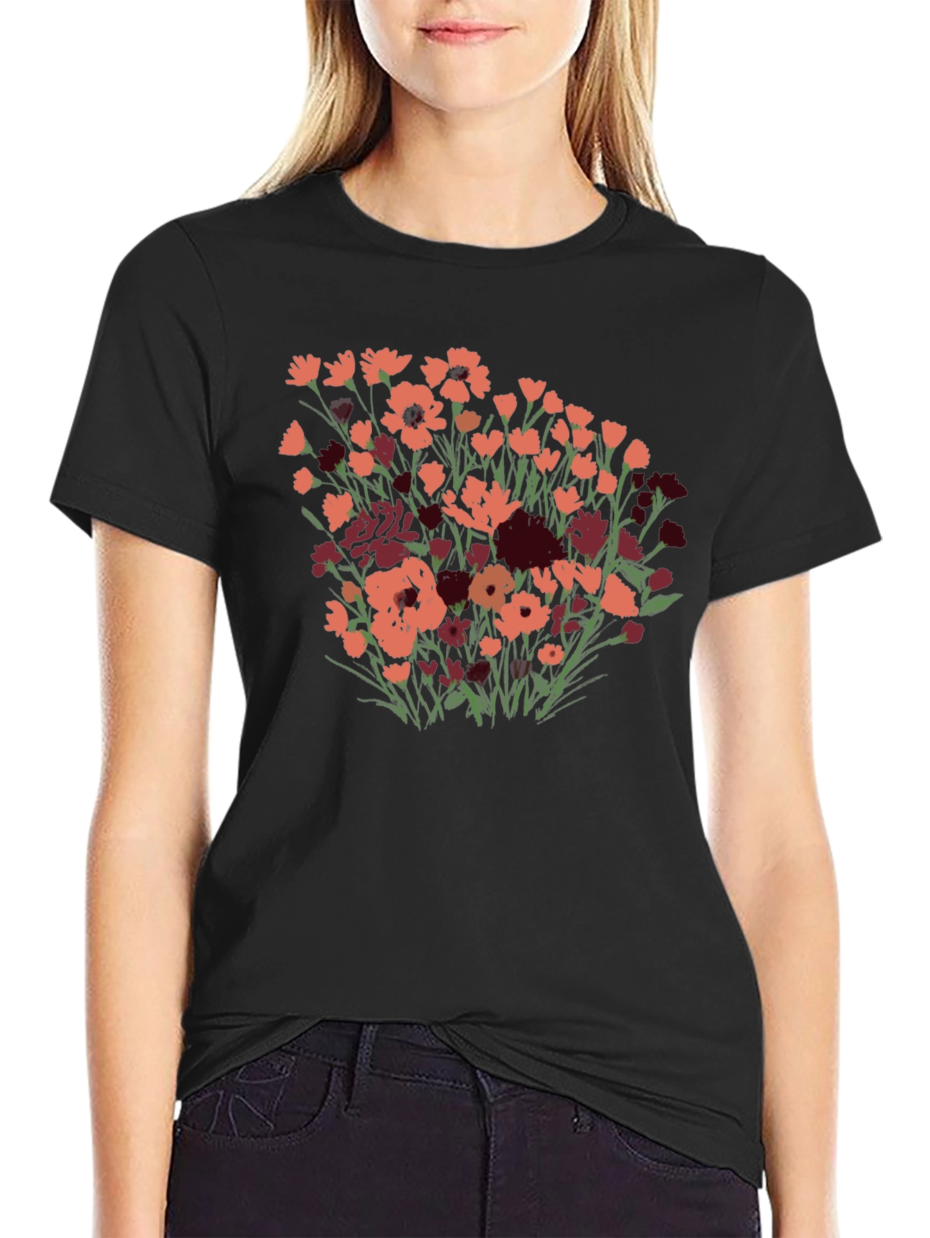Floral Graphic Black T-Shirt