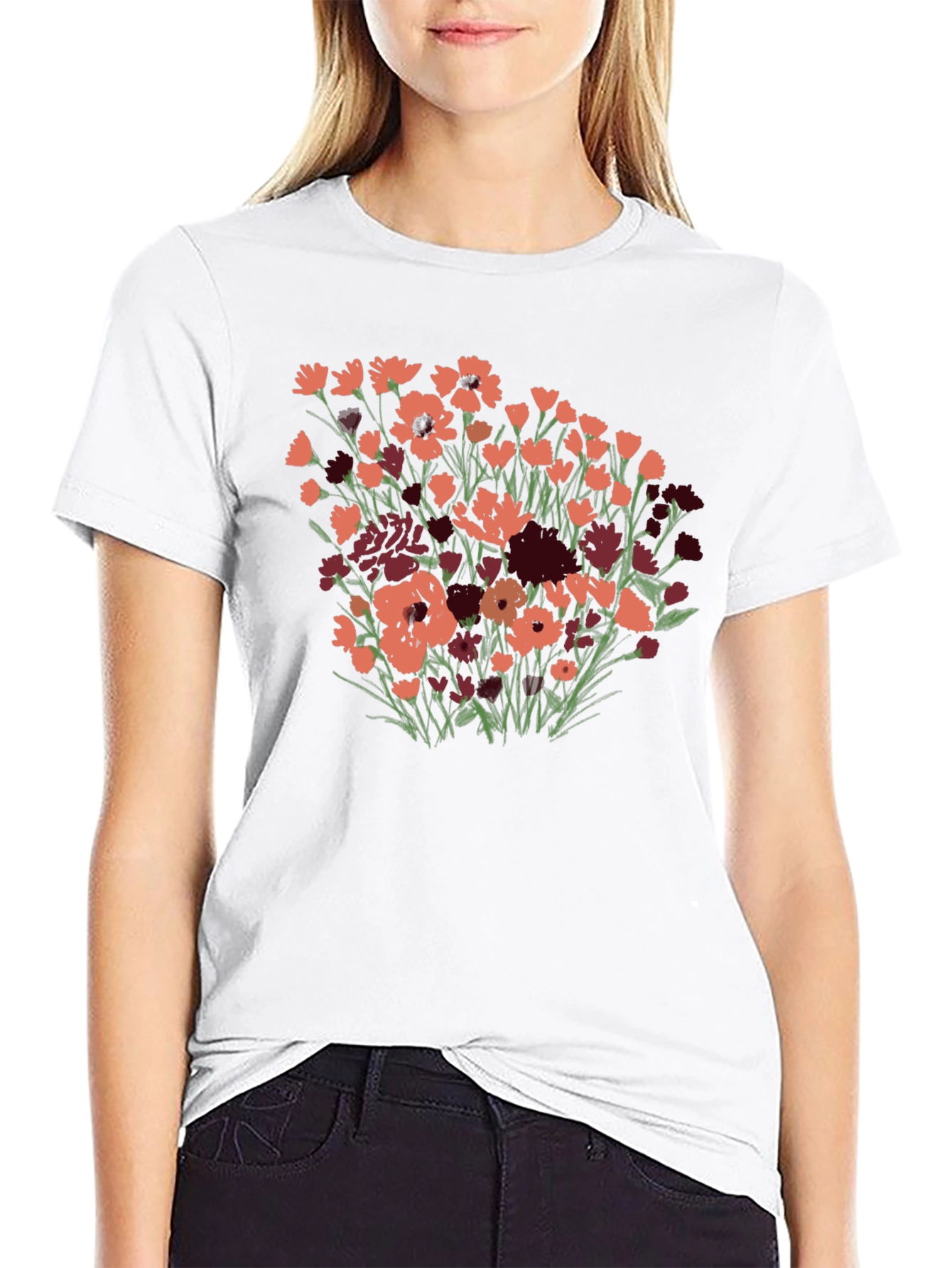 Floral Graphic Black T-Shirt
