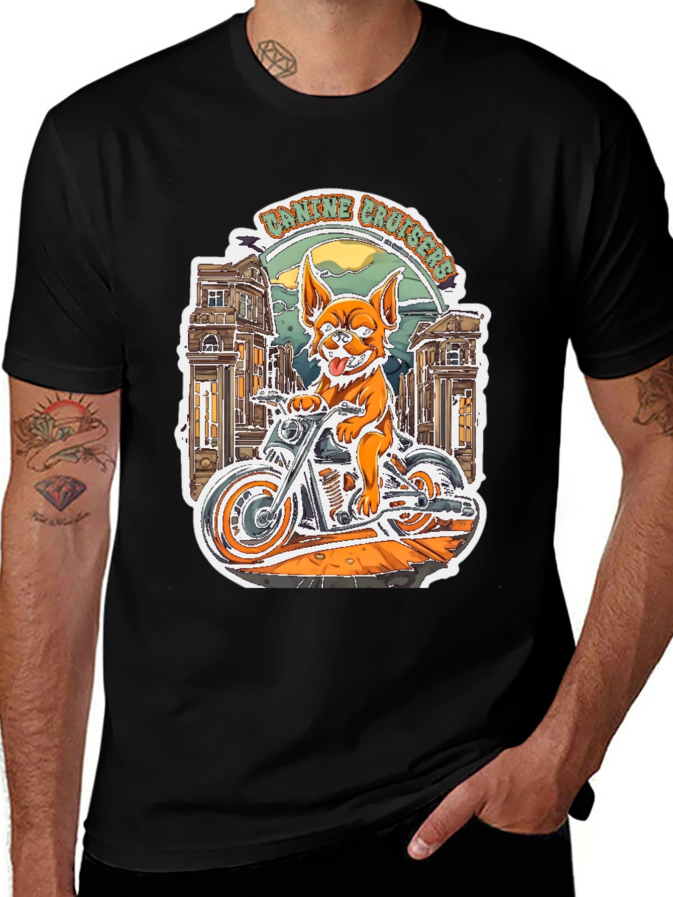 Canine Cruisers Graphic Tee - Dog Motorcycle Rider