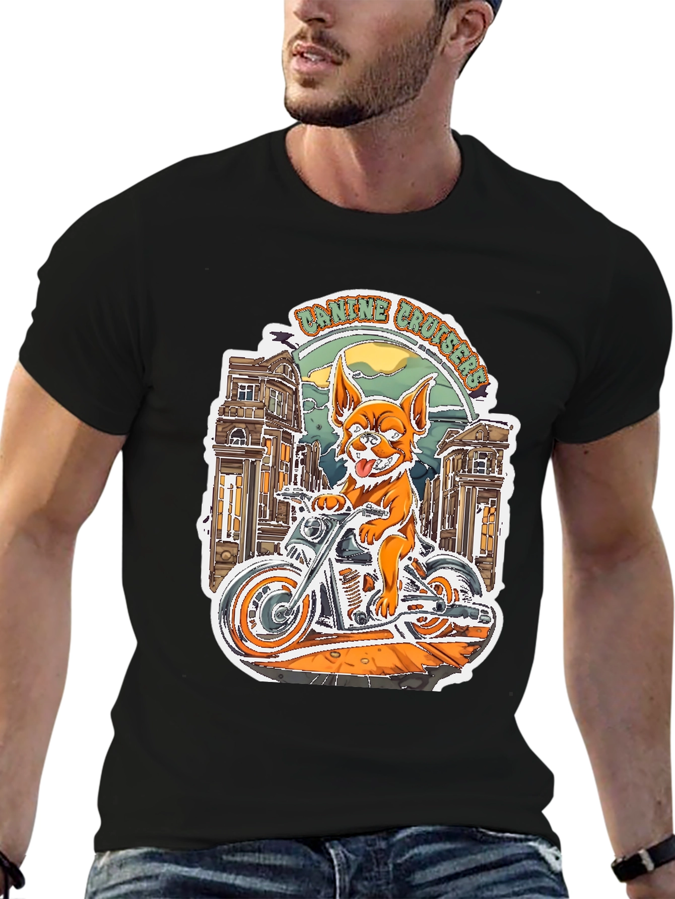Canine Cruisers Graphic Tee - Dog Motorcycle Rider