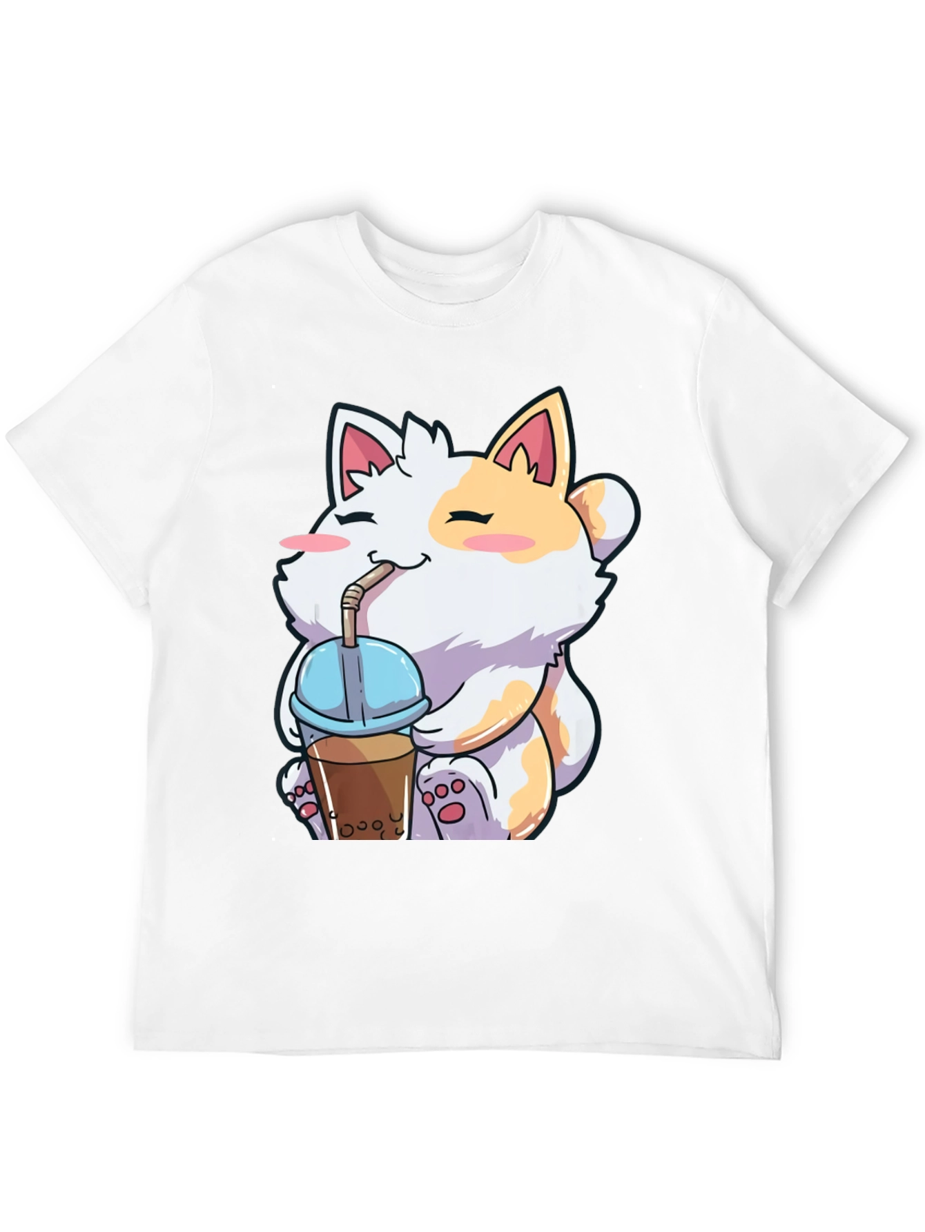 Kawaii Cat Boba Tea Graphic T-Shirt