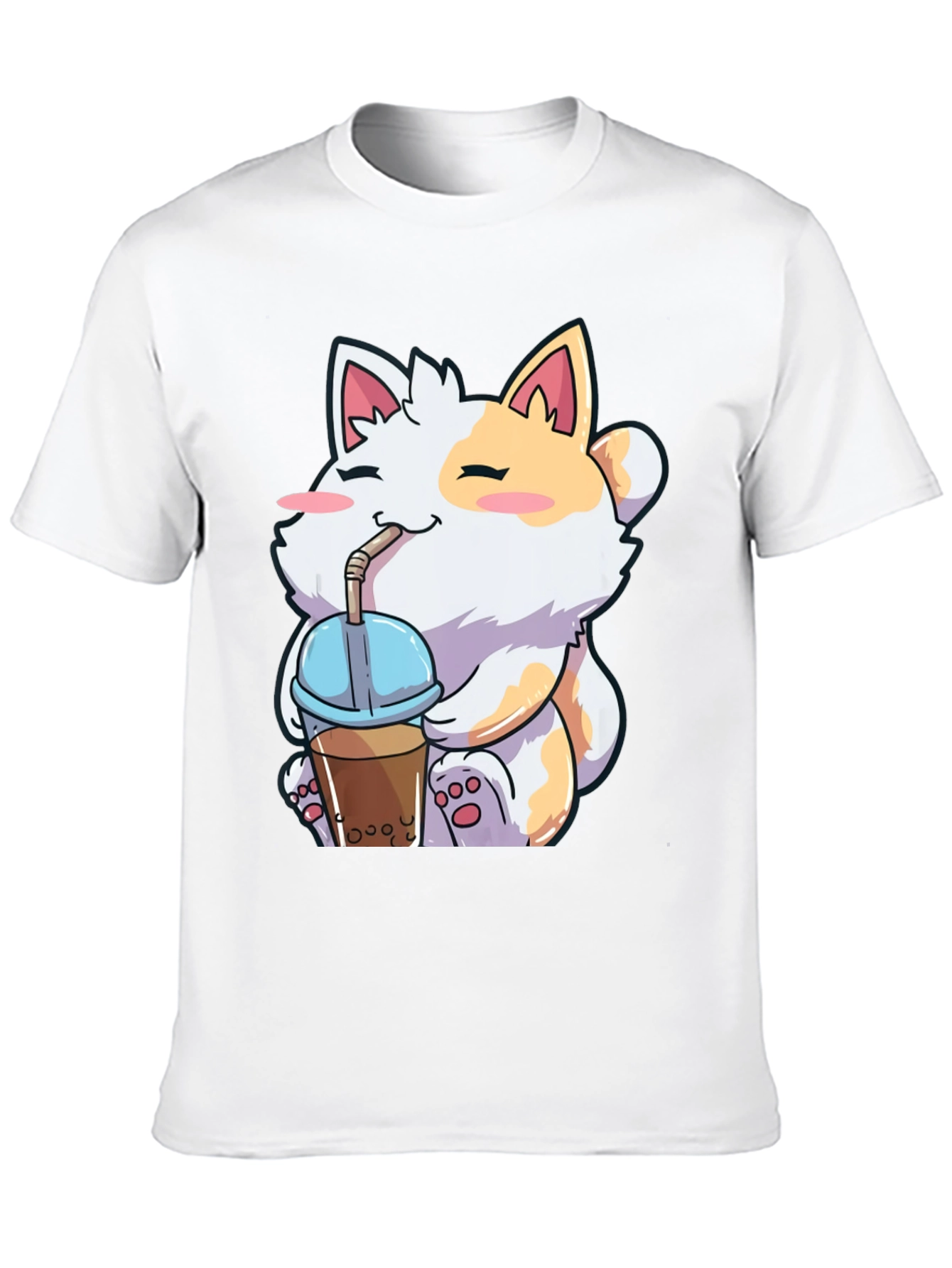 Kawaii Cat Boba Tea Graphic T-Shirt
