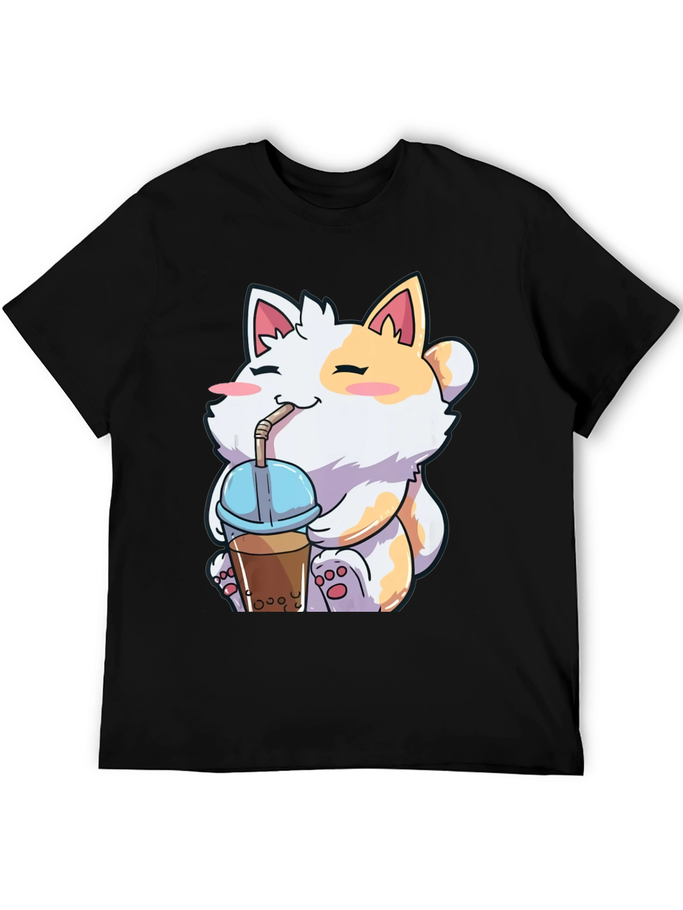 Kawaii Cat Boba Tea Graphic T-Shirt