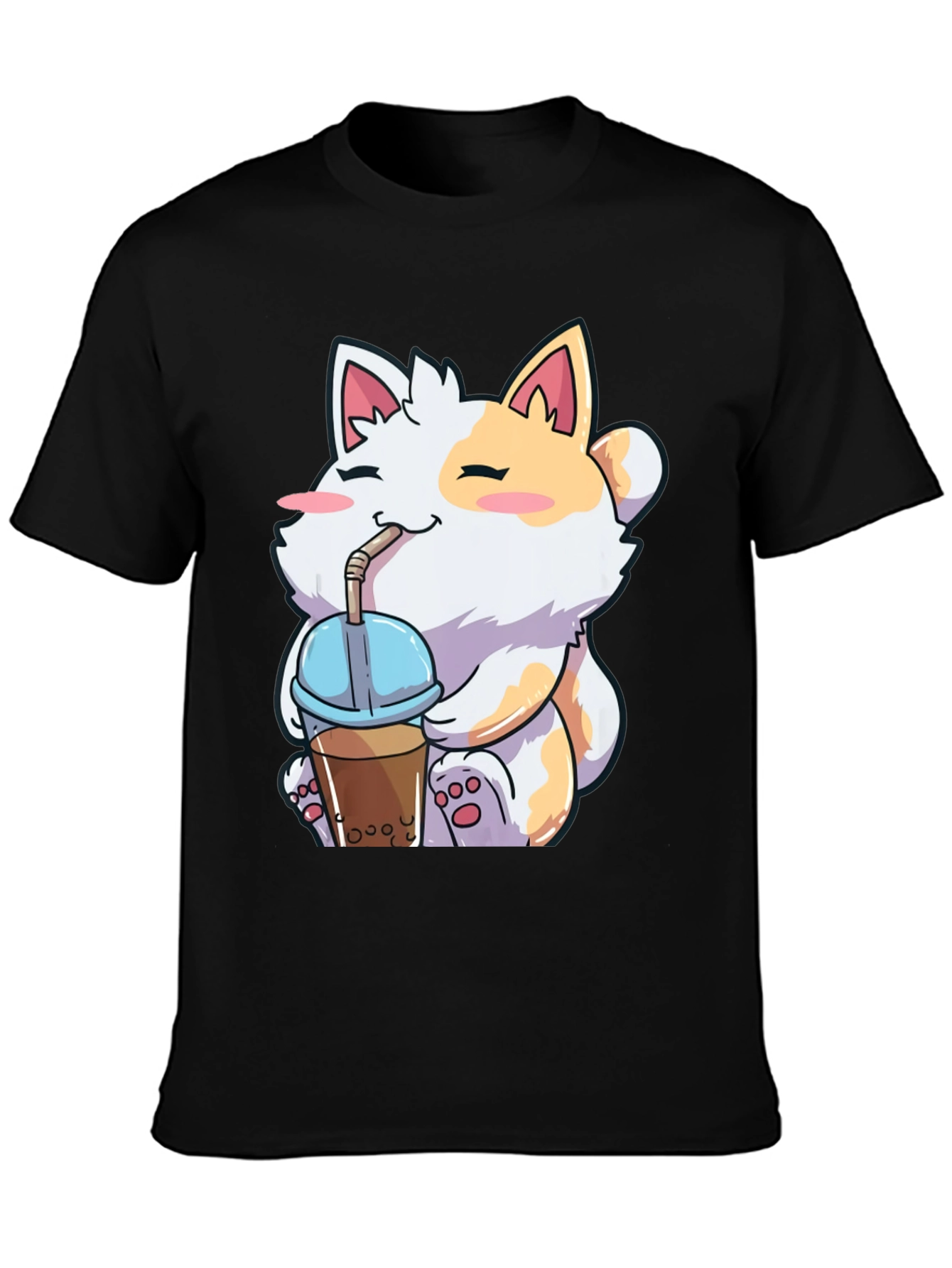 Kawaii Cat Boba Tea Graphic T-Shirt