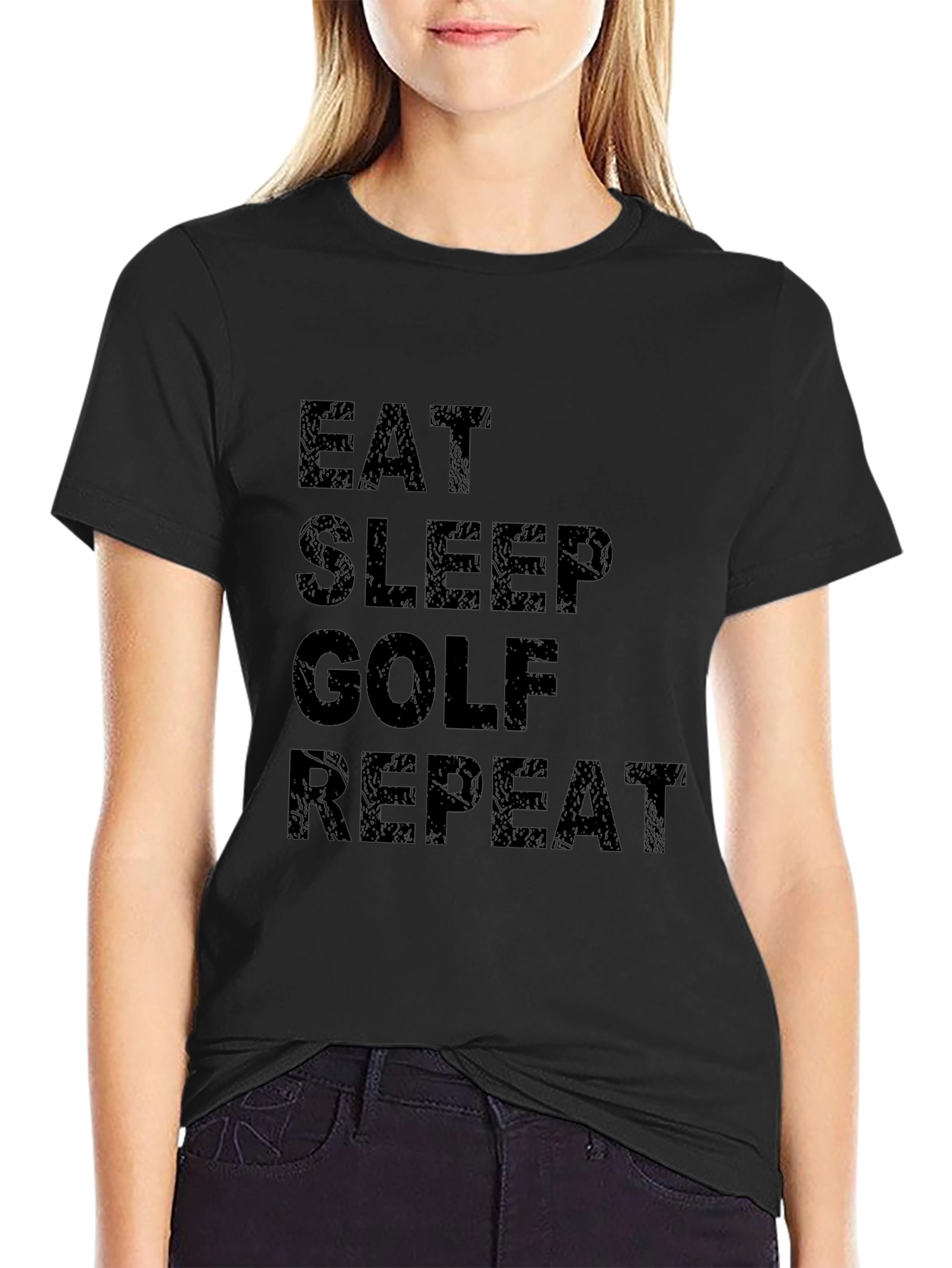 Eat Sleep Golf Repeat Black T-Shirt