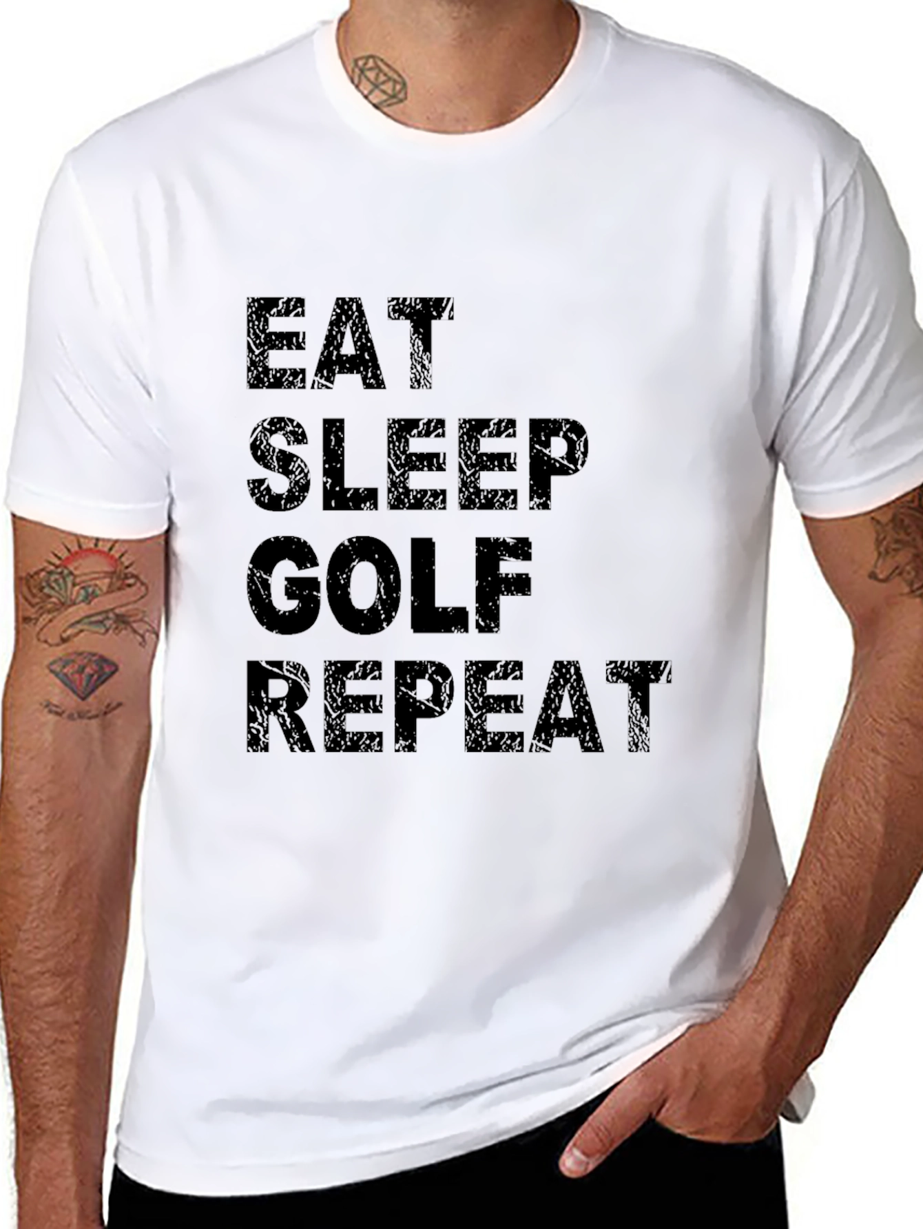 Eat Sleep Golf Repeat Black T-Shirt