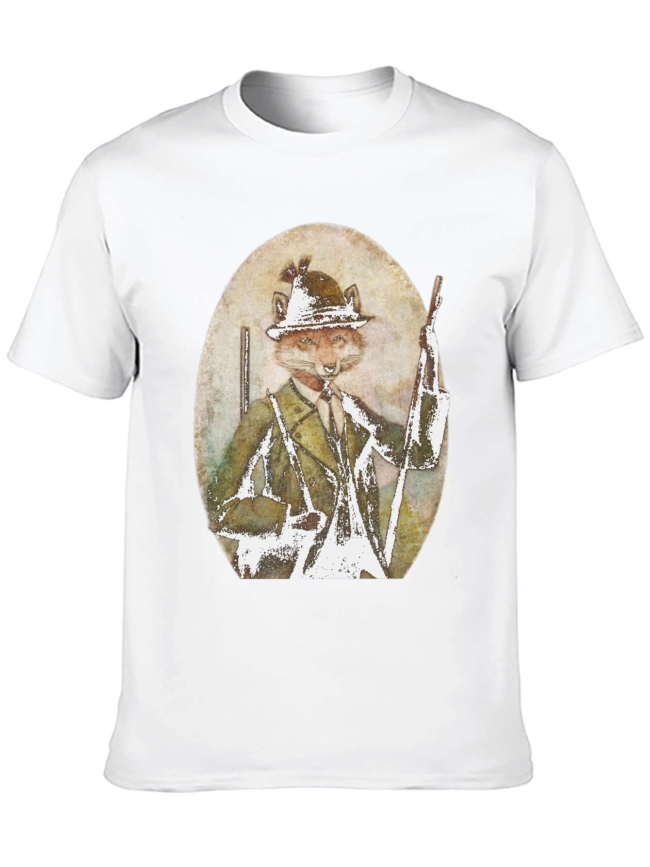 Fox Hunter Graphic T-Shirt - Novelty Print Tee