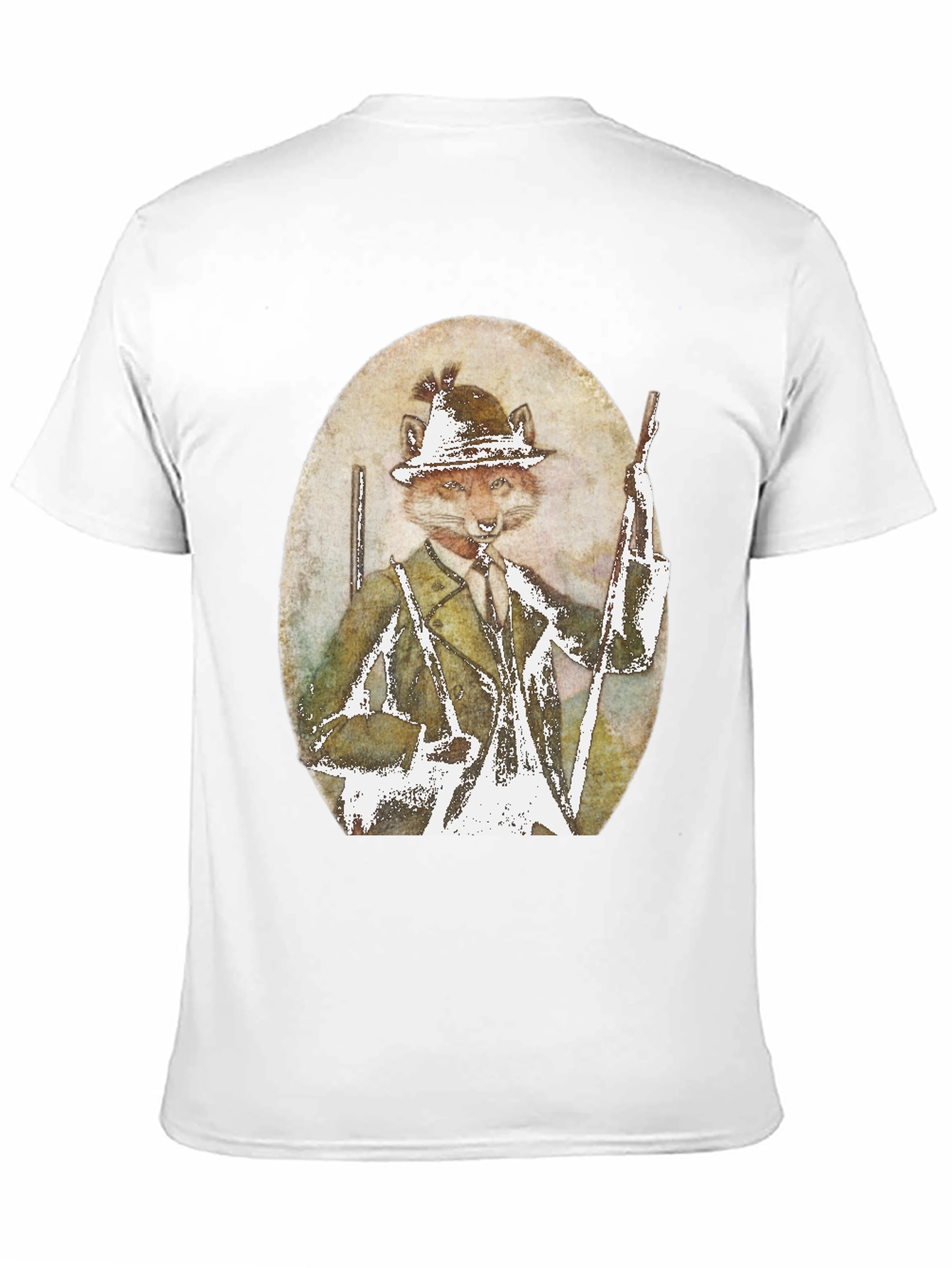 Fox Hunter Graphic T-Shirt - Novelty Print Tee