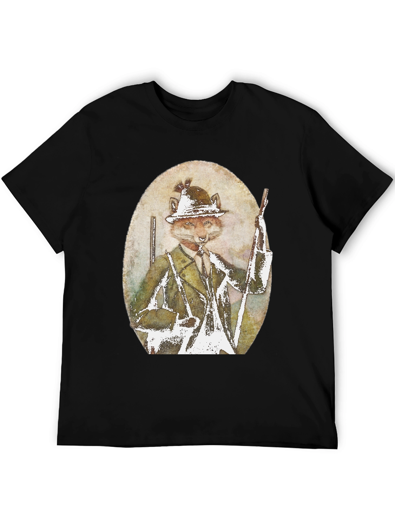 Fox Hunter Graphic T-Shirt - Novelty Print Tee