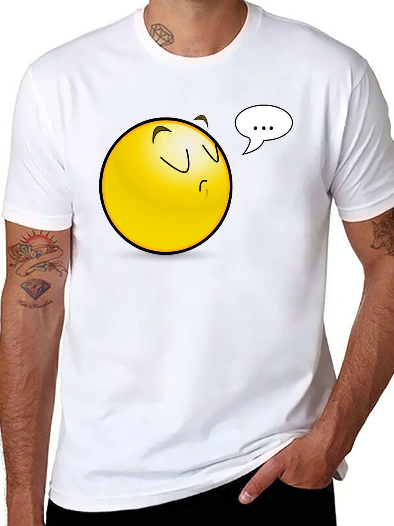 Emoji Black T-Shirt - Pondering Thoughts
