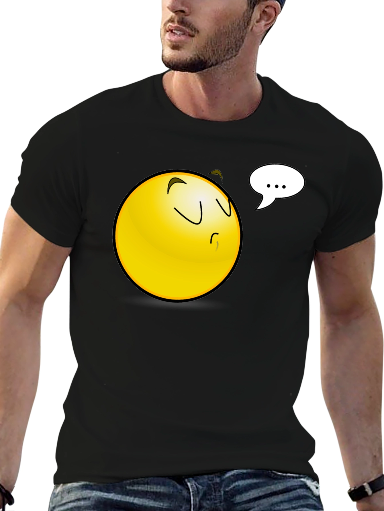 Emoji Black T-Shirt - Pondering Thoughts