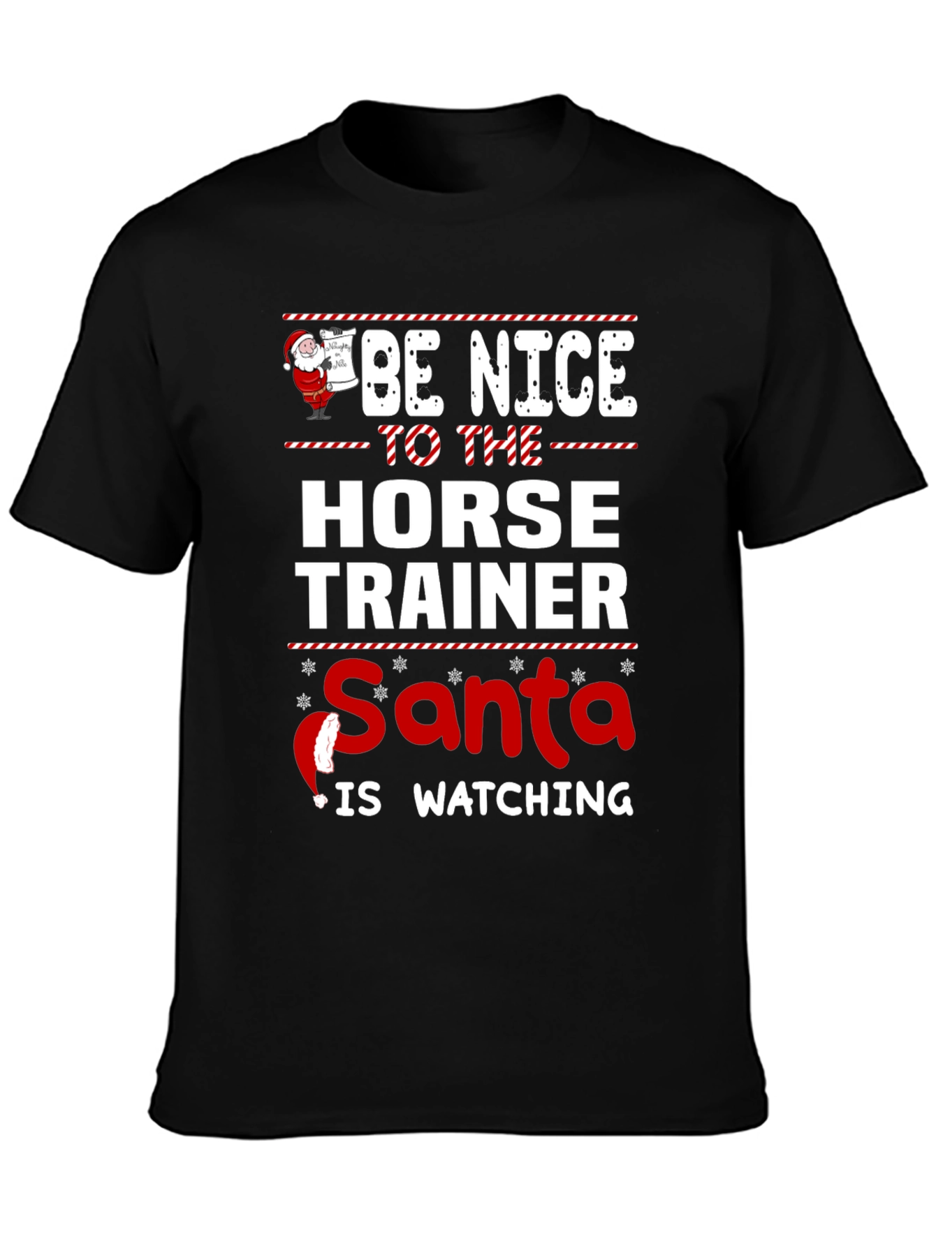 Funny Horse Trainer Santa Watching Christmas T-Shirt