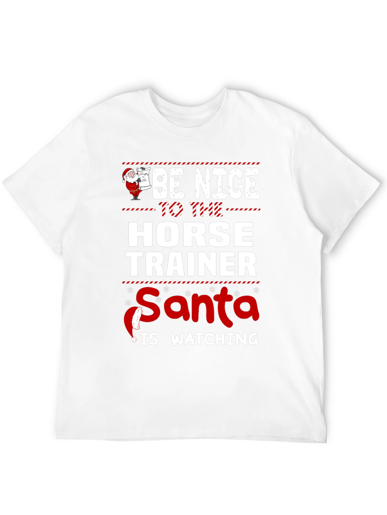 Funny Horse Trainer Santa Watching Christmas T-Shirt