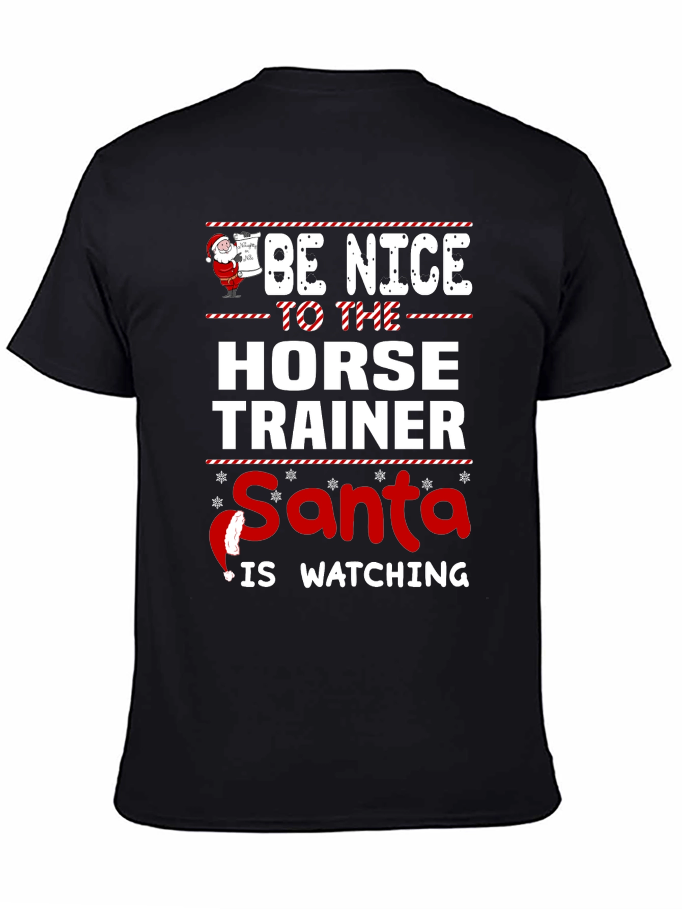 Funny Horse Trainer Santa Watching Christmas T-Shirt