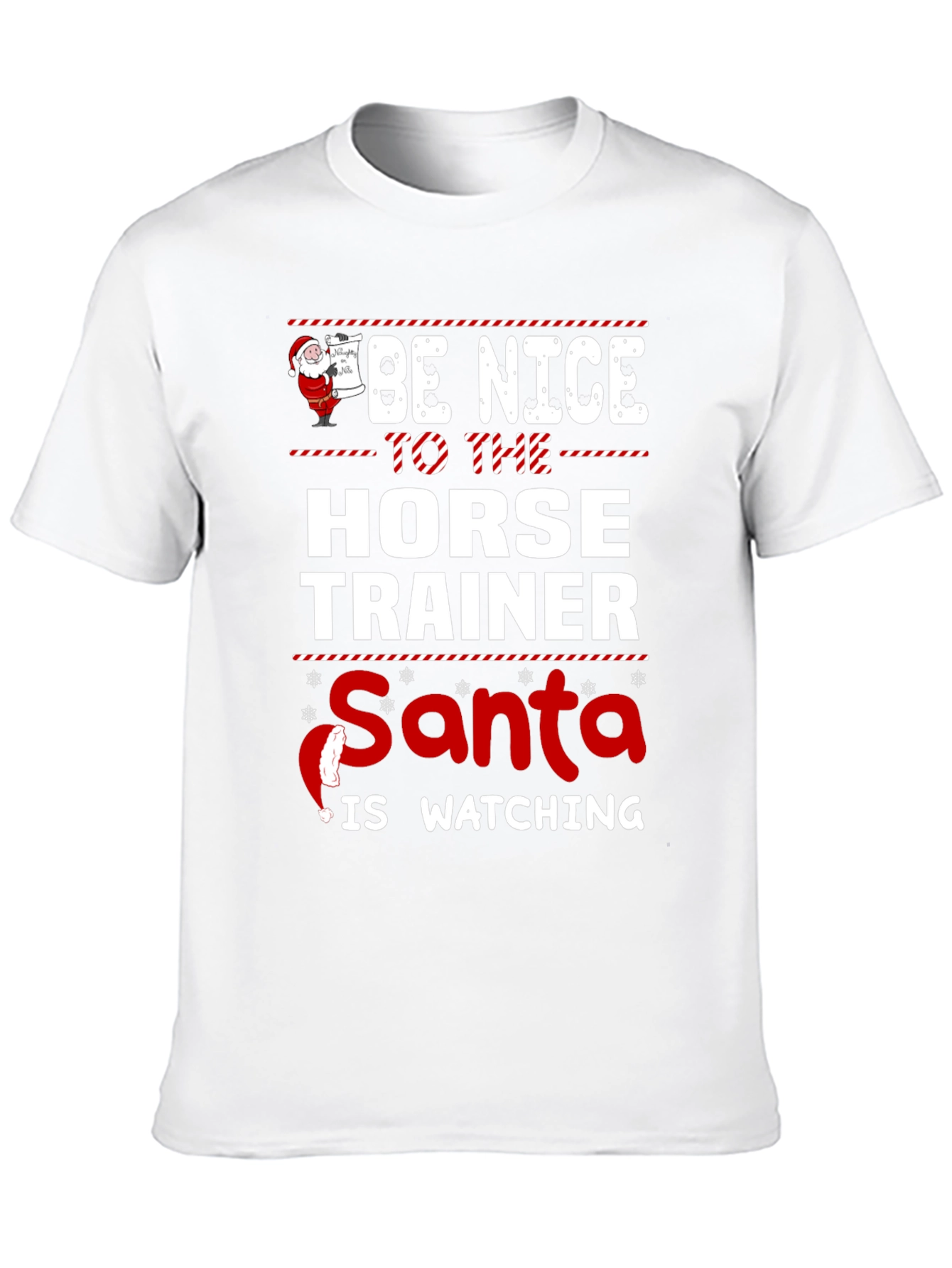 Funny Horse Trainer Santa Watching Christmas T-Shirt